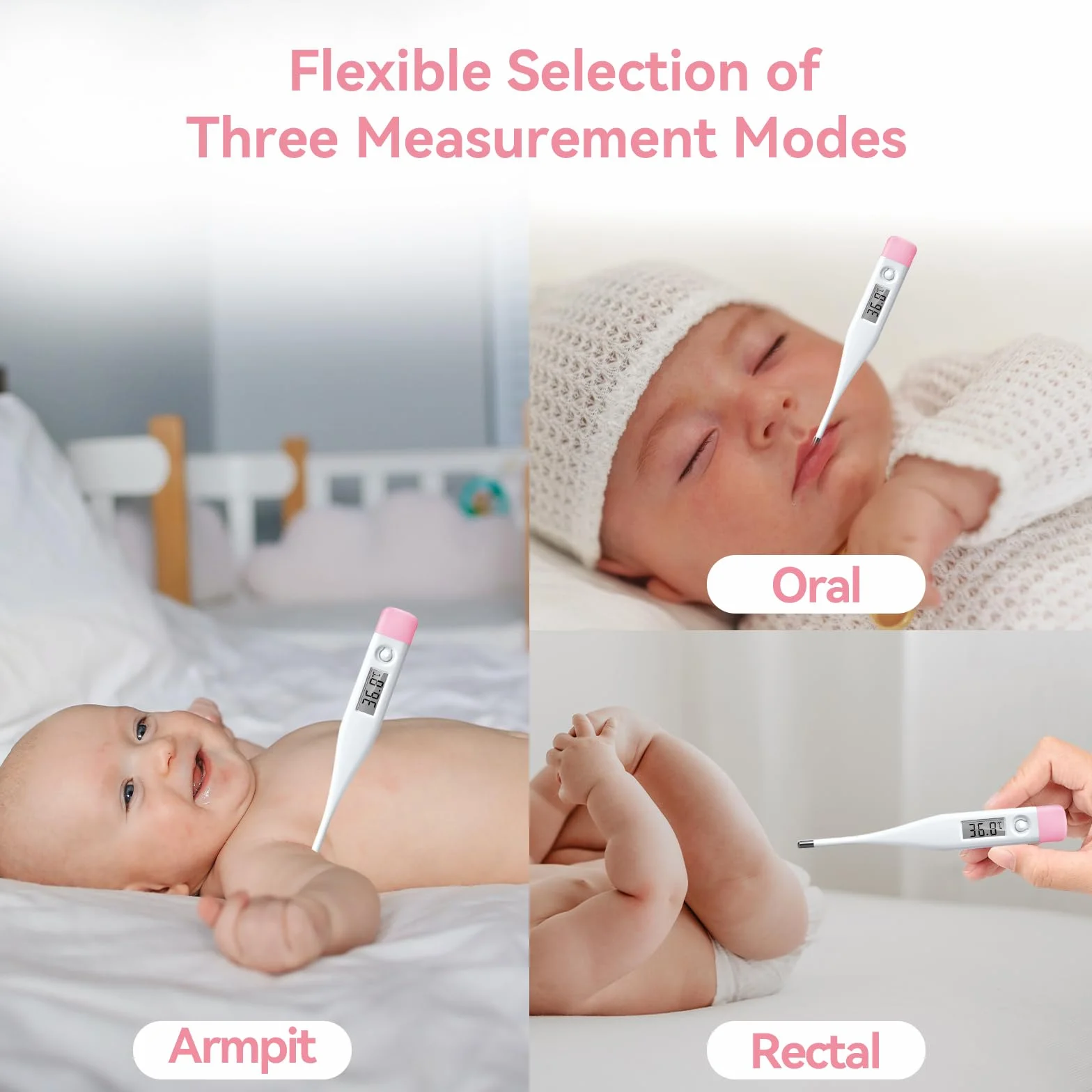 Thermomètre de fièvre numérique bébé enfant adulte médical buccal axillaire rectal avec alarme °C/°F