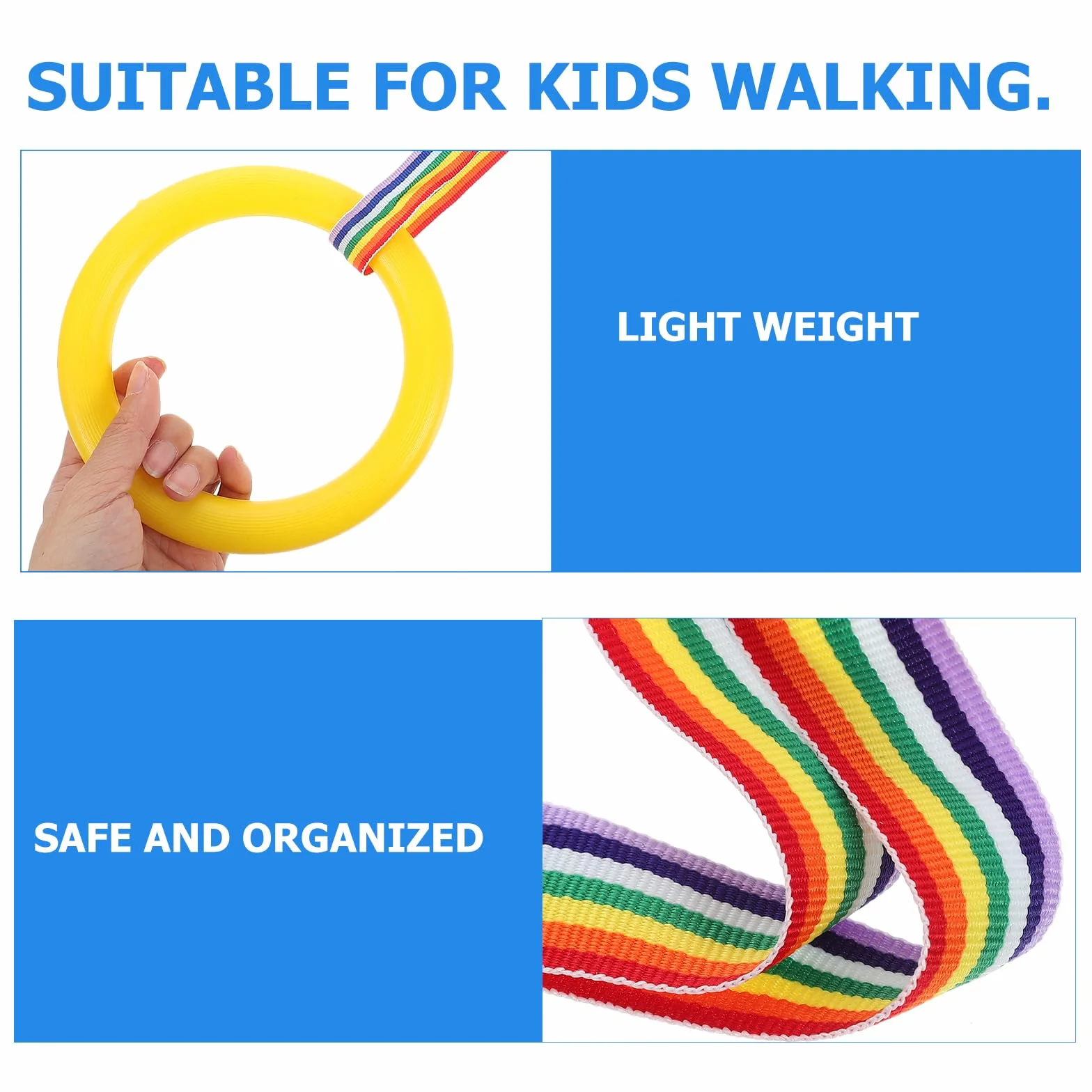 Vaguelly Corde De Marche Anti-Perte Pour Enfants 3 Pièces Poignées Confortables Sécurité Garderies Maternelles Sorties Extérieures