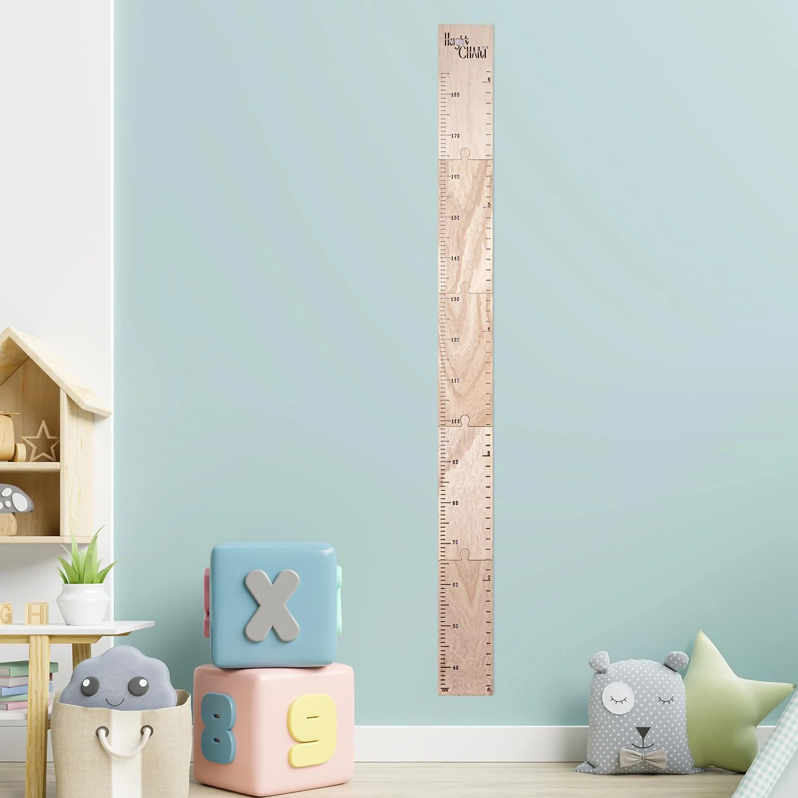 Règle de croissance en bois pour enfants, murale amovible décoration chambre