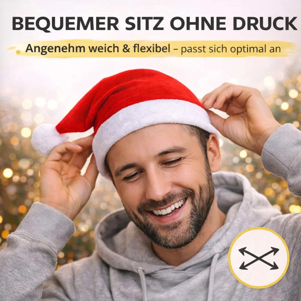 Lot de 2 bonnets de Noël rouges unisexe - Bonnet de Père Noël pour adultes et enfants
