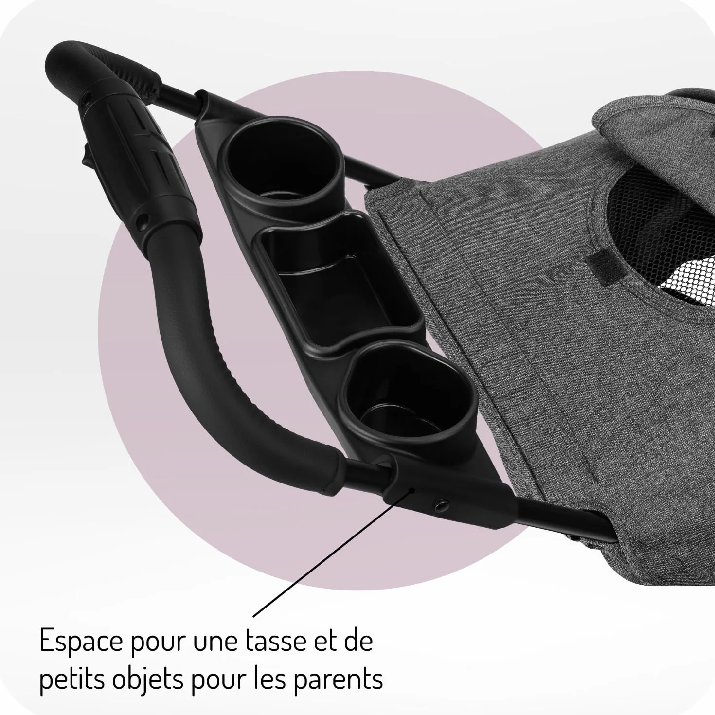 Poussette MoMi ISLA 6 mois 15 kg harnais 5 points panier couvre-pieds porte-gobelet plateau goûter sac couches