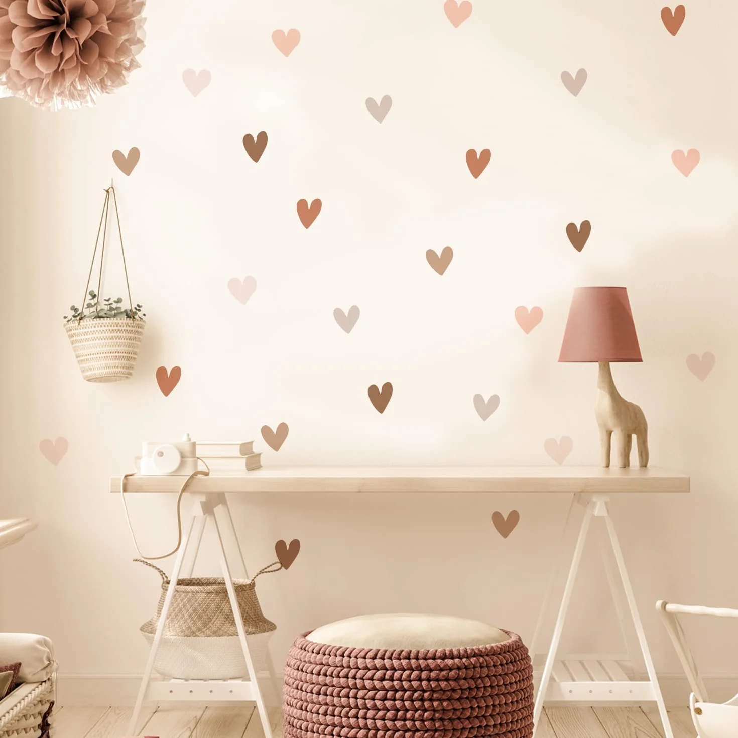 Funlife Boho Cœur Autocollants Muraux Imperméables Enfants Décor Chambre