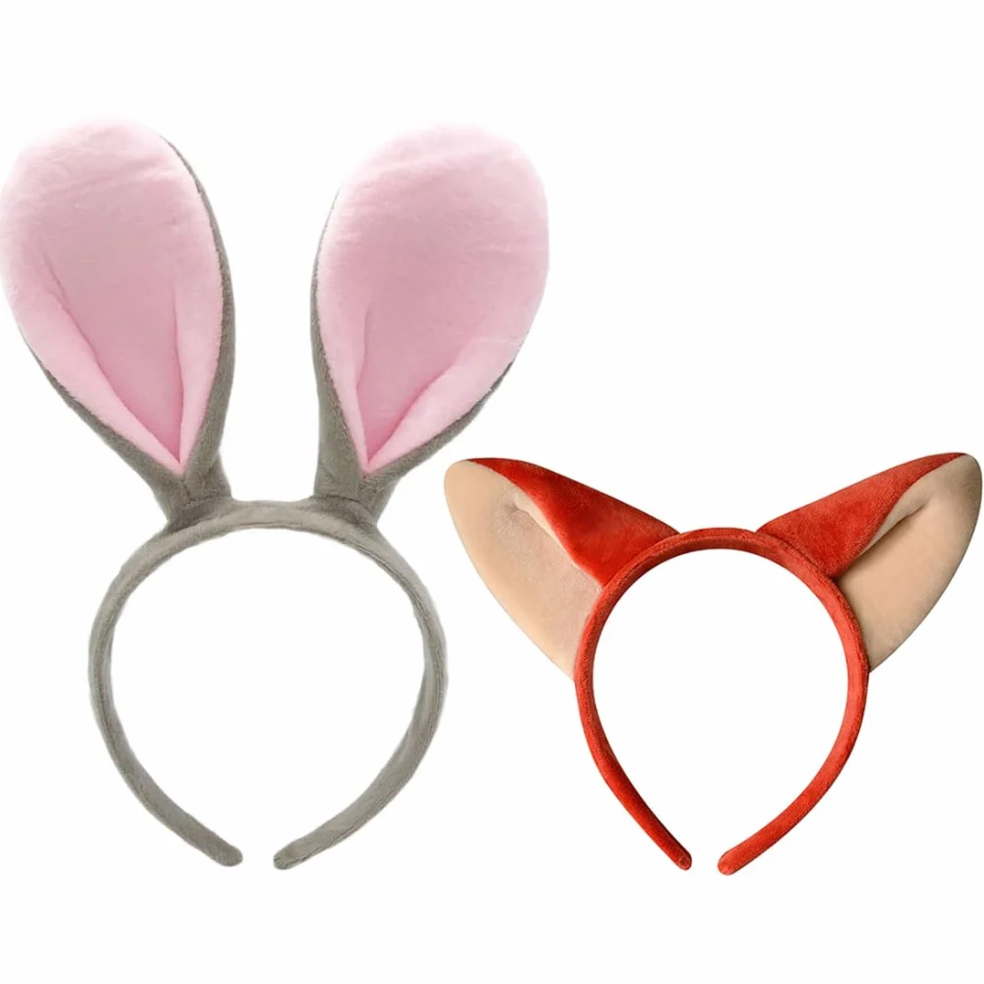 Bandeau Oreilles de Lapin et Renard, Déguisement Enfant, Accessoires Carnaval, Cosplay Pâques