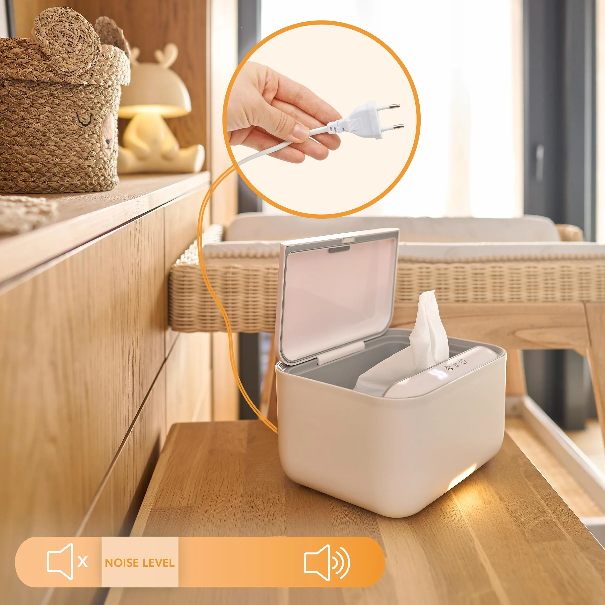 Lionelo BABYBLISS Appareil chauffant pour lingettes humides 20 W veilleuse intégrée 3 niveaux chauffage