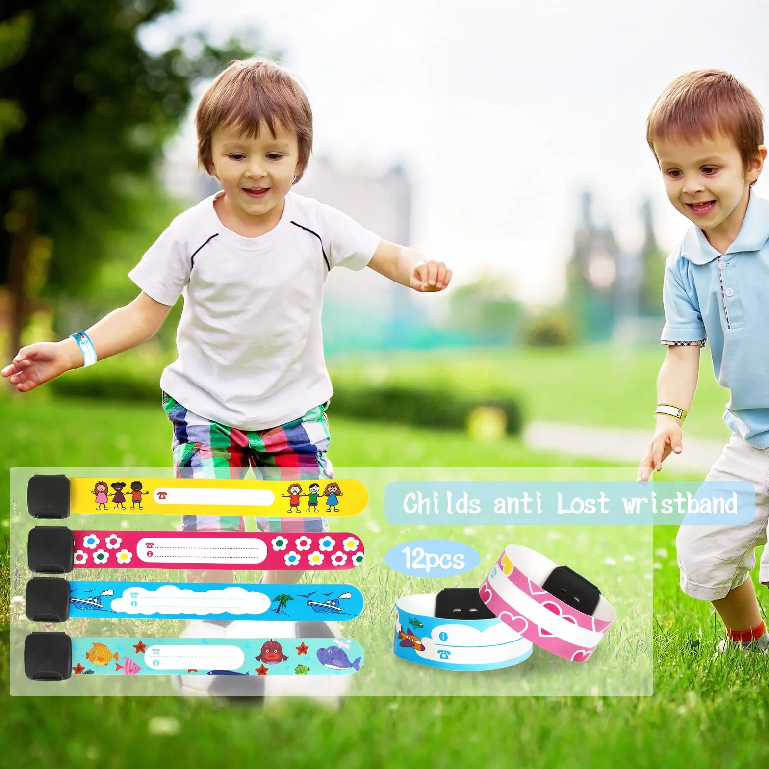 Bracelet Sécurité Enfant 12 Pack Identification Imperméable Réutilisable