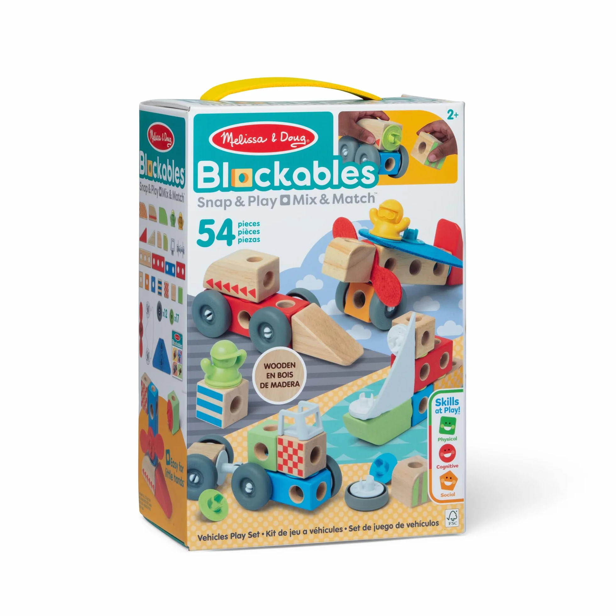 Melissa & Doug Blockables Véhicules 54 Pièces Puzzle Enfant Jouet En Bois Montessori