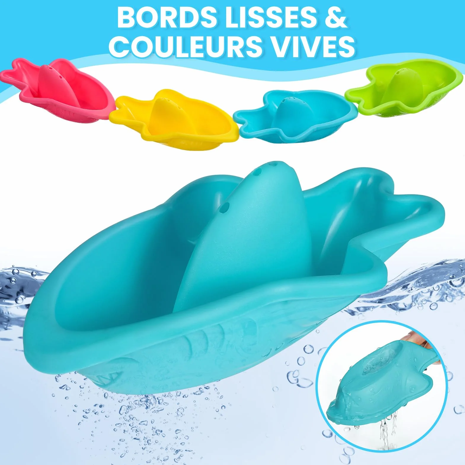 Jouet de Bain Bebe 10 pièces arrosoir Tasses empilables Bateaux empilables