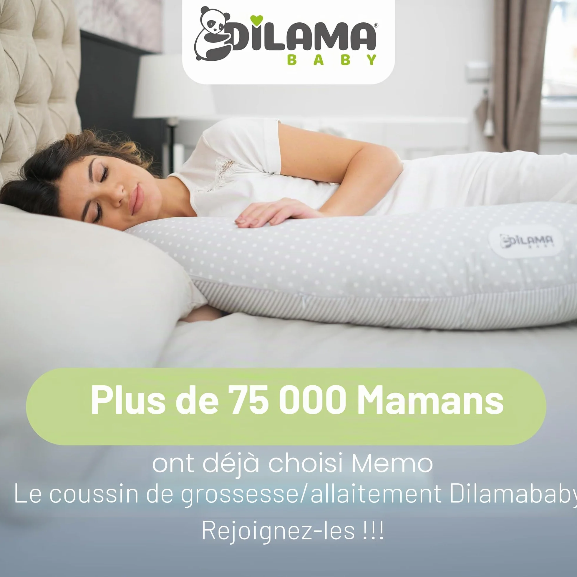 Dilamababy Coussin de Grossesse et d’Allaitement en Flocons de Mousse Mémoire et Boules de Fibre – Oreiller de Maternité Ergonomique – Housse Coton Amovible