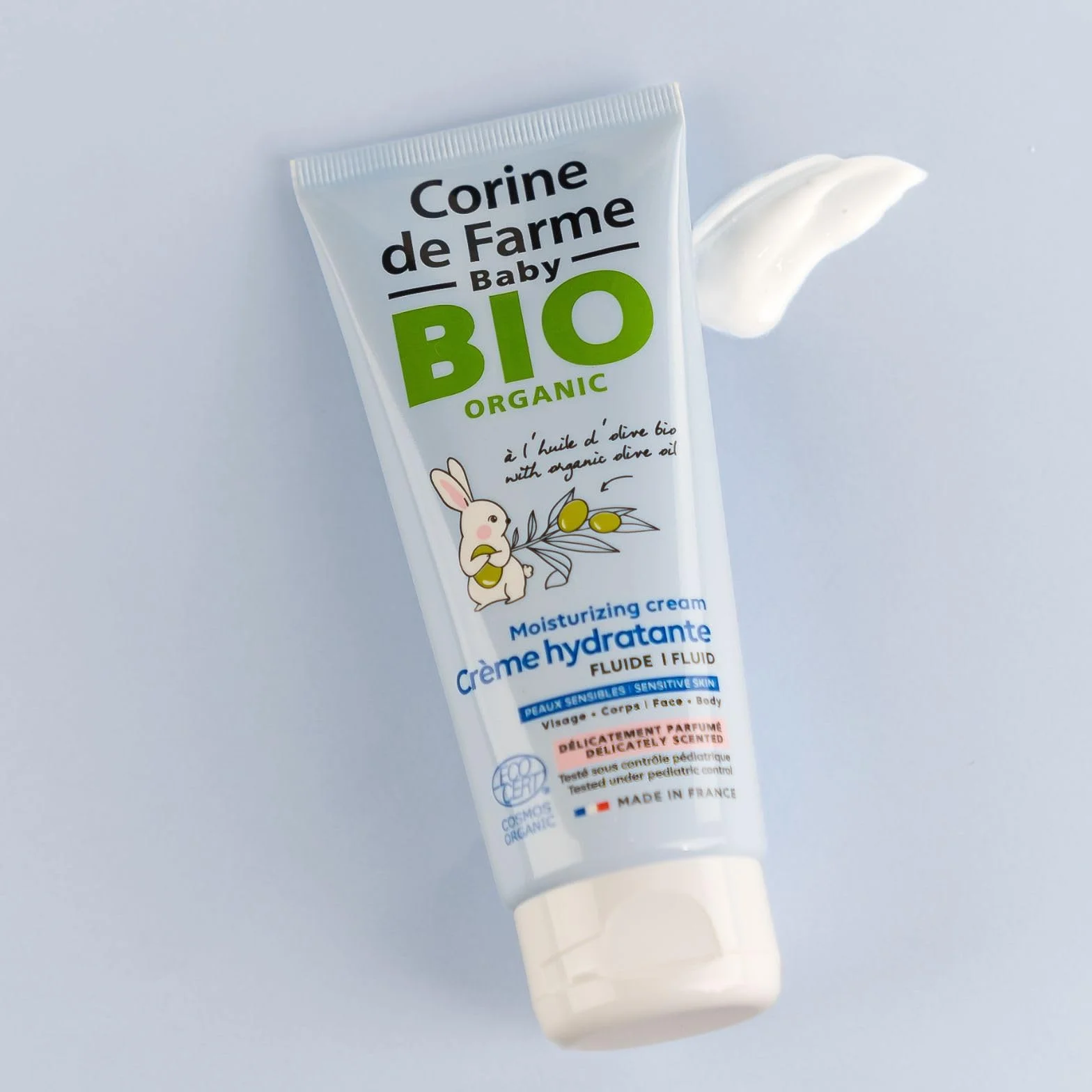 Corine de Farme Crème Hydratante Parfumée Bio Bébé Huile d'Olive Beurre de Karité Peaux Sensibles Fabriquée France
