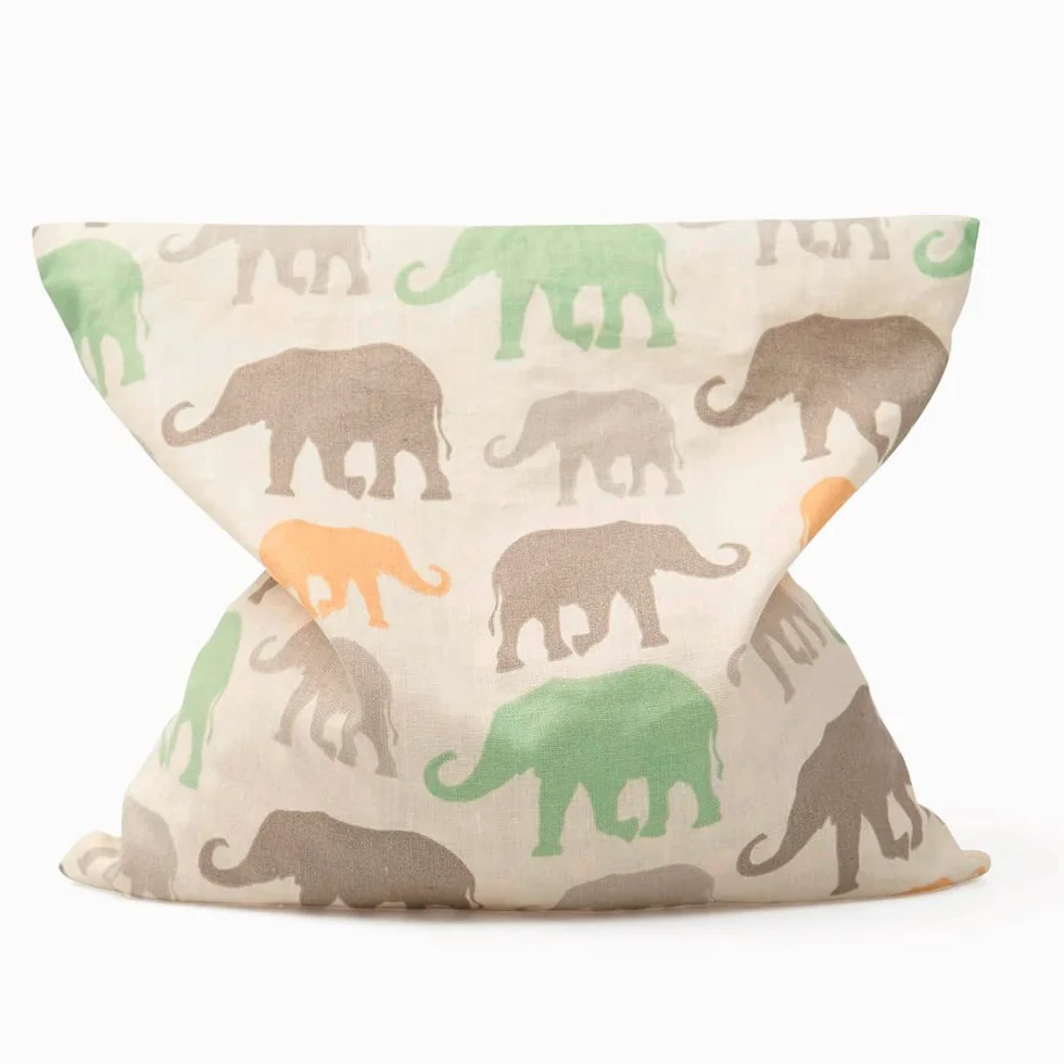 GRÜNSPECHT Coussin chauffant noyaux de cerises 19x19 cm housse 100% coton micro-ondes four motif éléphants
