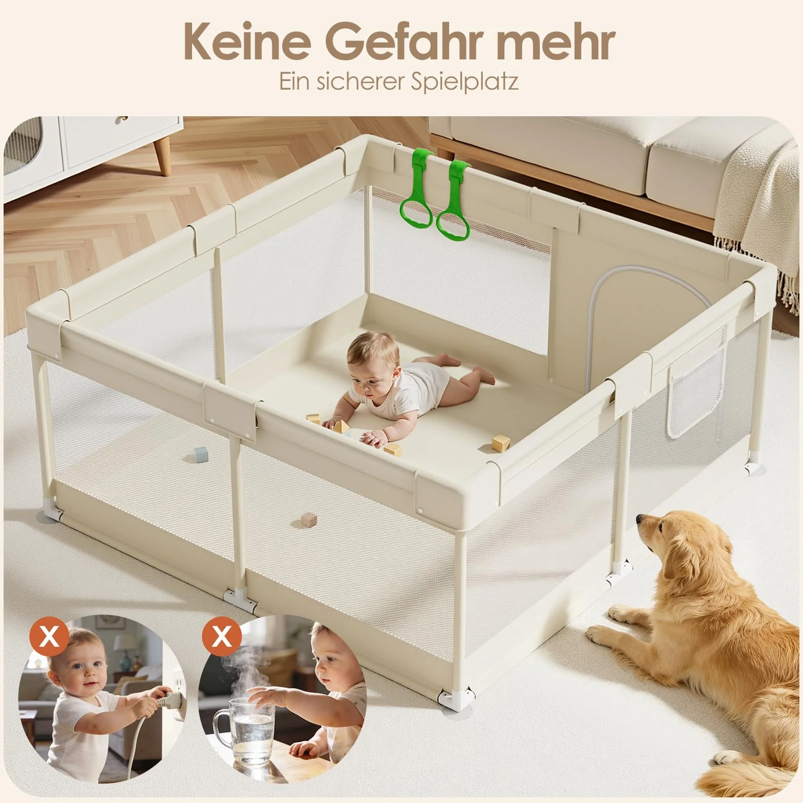 Fodoss Parc Bebe 120×120cm Maille Respirante Parc de Jeux Bébé
