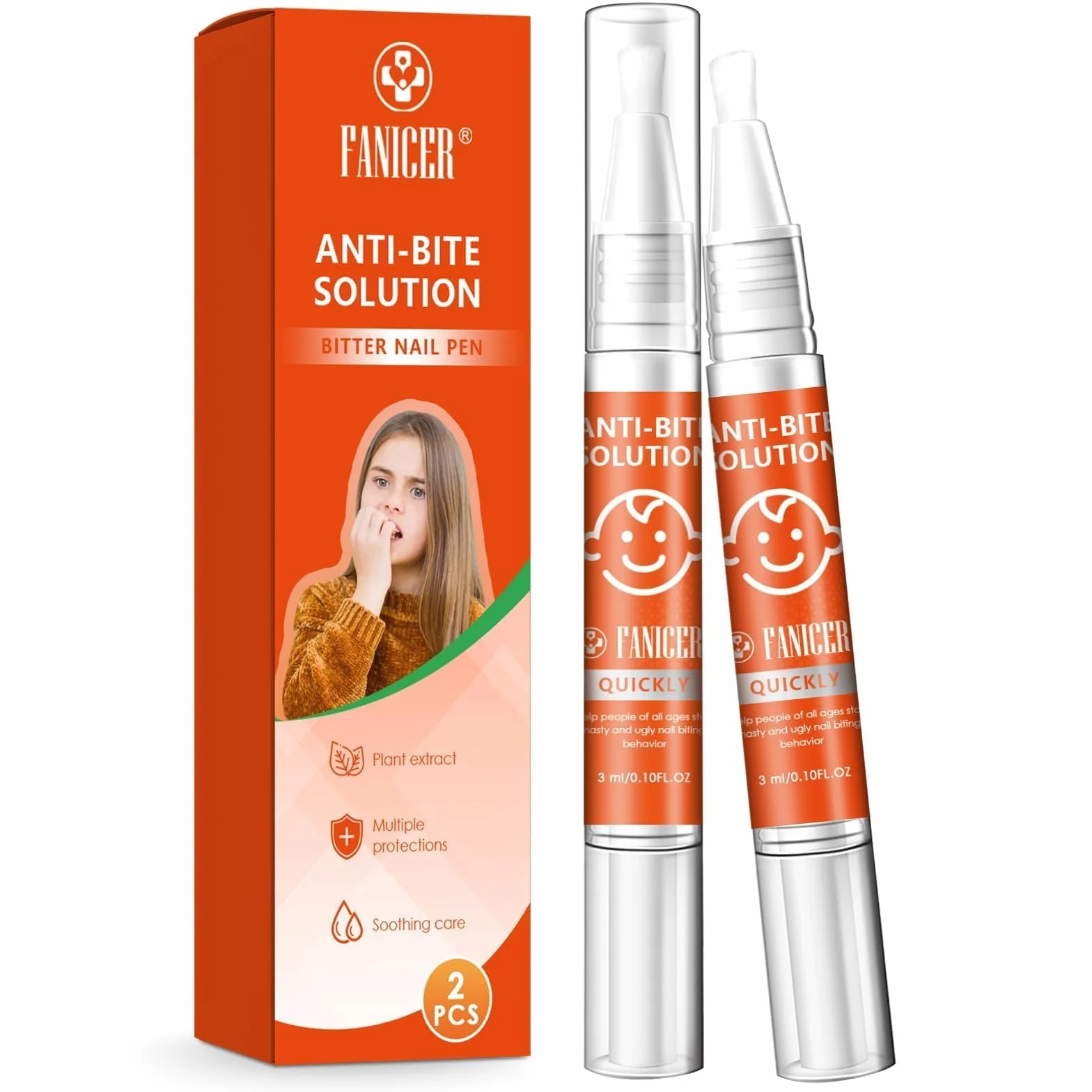 Stylos Amers Anti-Rongement d'Ongles pour Enfants et Adultes, Stop Onychophagie et Succion de Pouce