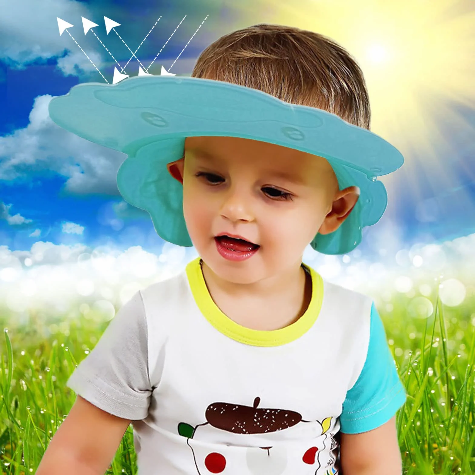 VIKSAUN Bonnet de douche pour enfants bébé, visière réglable protège yeux et oreilles