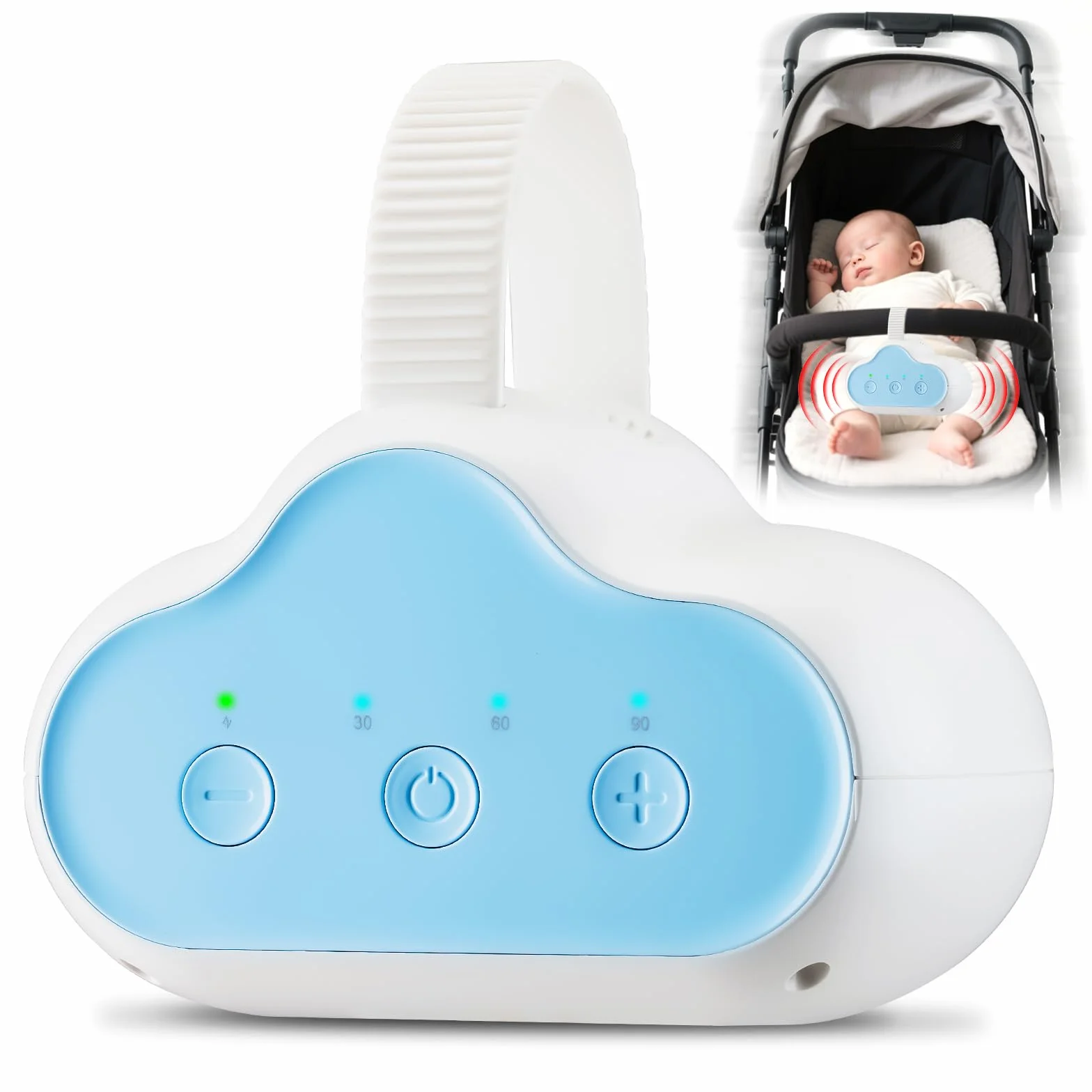 Bercement Poussette Baby Rocker avec 3 Intensités de Balancement Réglables et Minuterie 30/60/90 Minutes Bleu