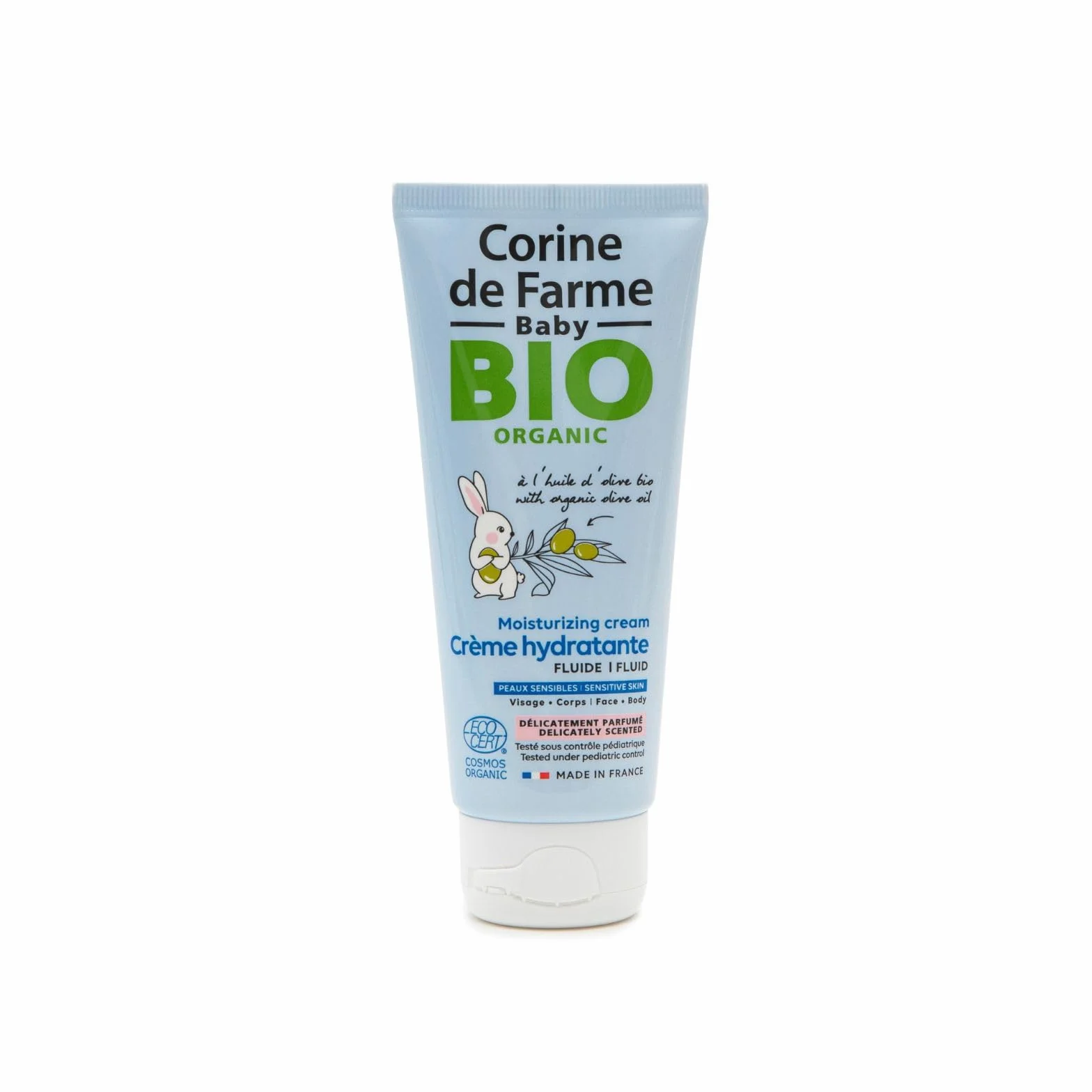 Corine de Farme Crème Hydratante Parfumée Bio Bébé Huile d'Olive Beurre de Karité Peaux Sensibles Fabriquée France