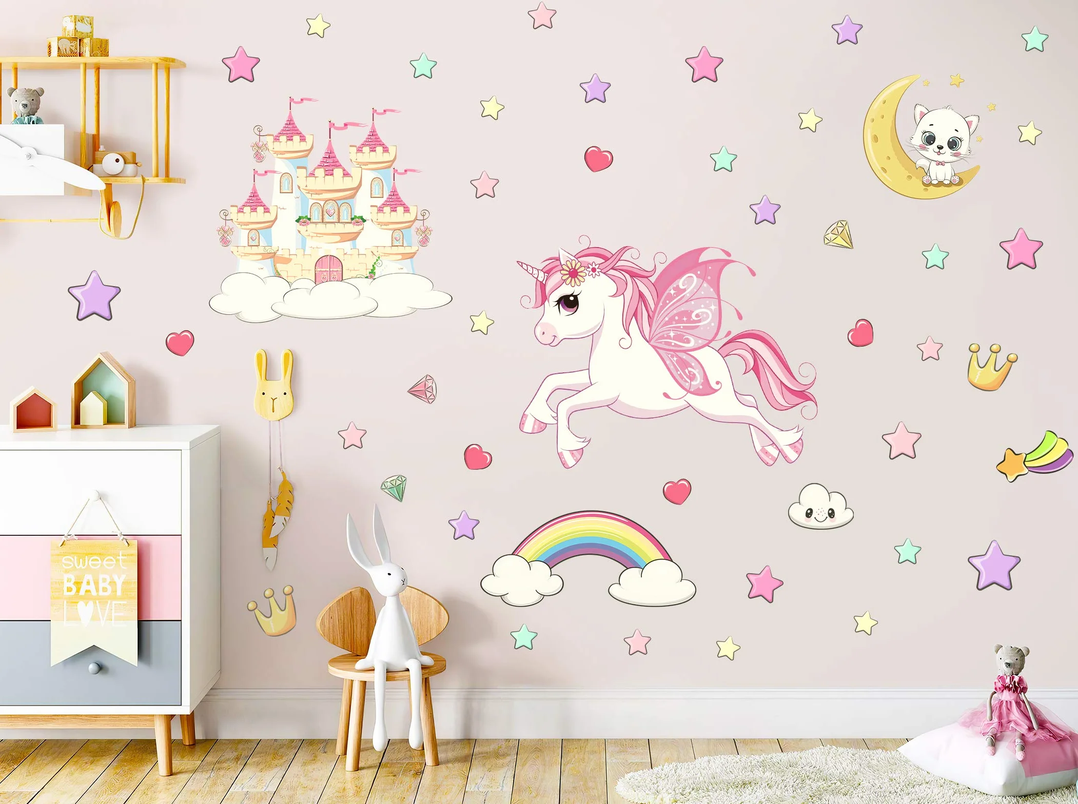 Étoile Lumineuse Plafond Stickers Muraux Fluorescente Décoration Chambre Enfant Fille