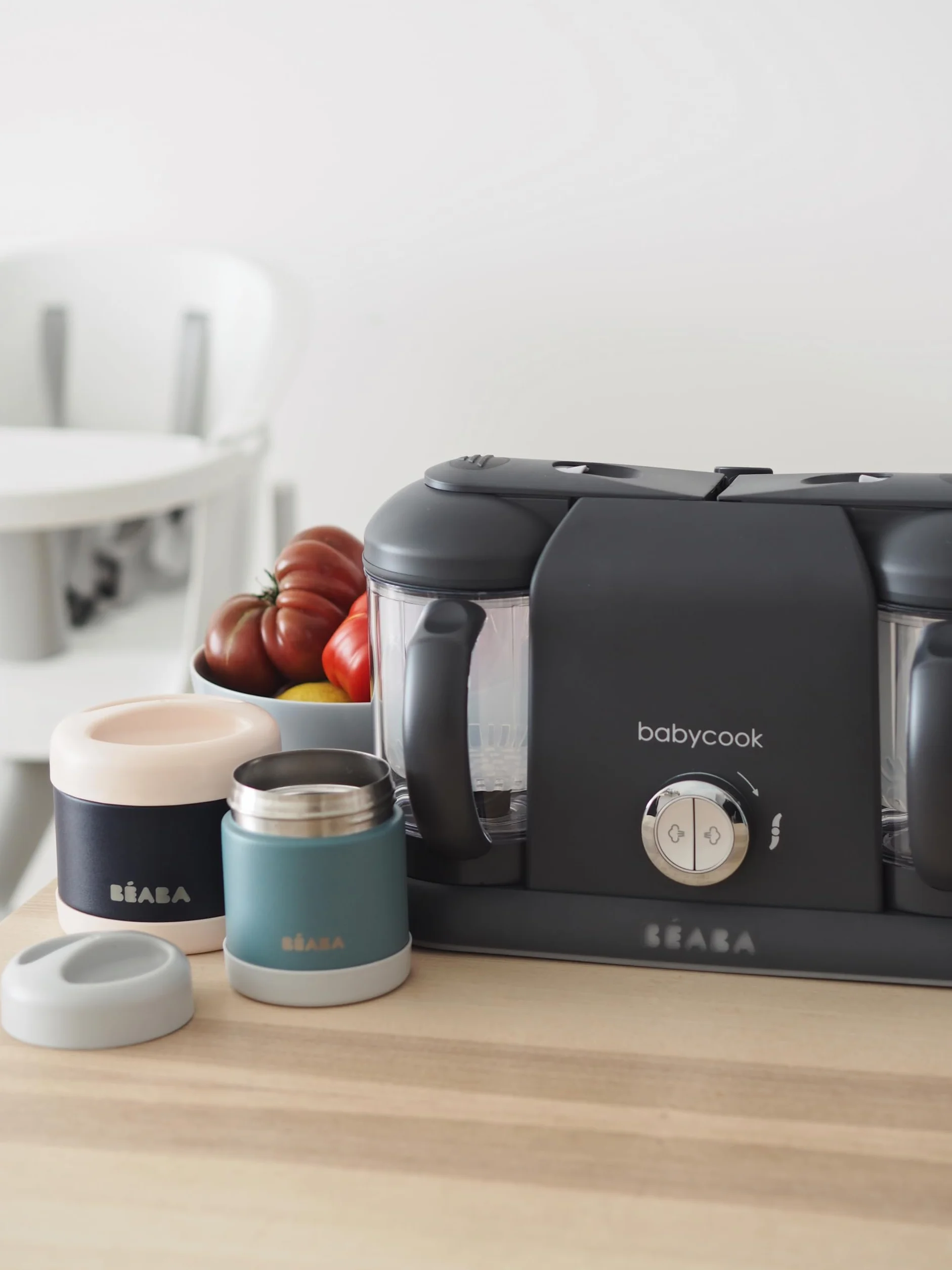 BÉABA Babycook Duo Robot Bébé 4 en 1 Mixeur-Cuiseur Cuisson Vapeur 15min 2200 ml Dark Grey