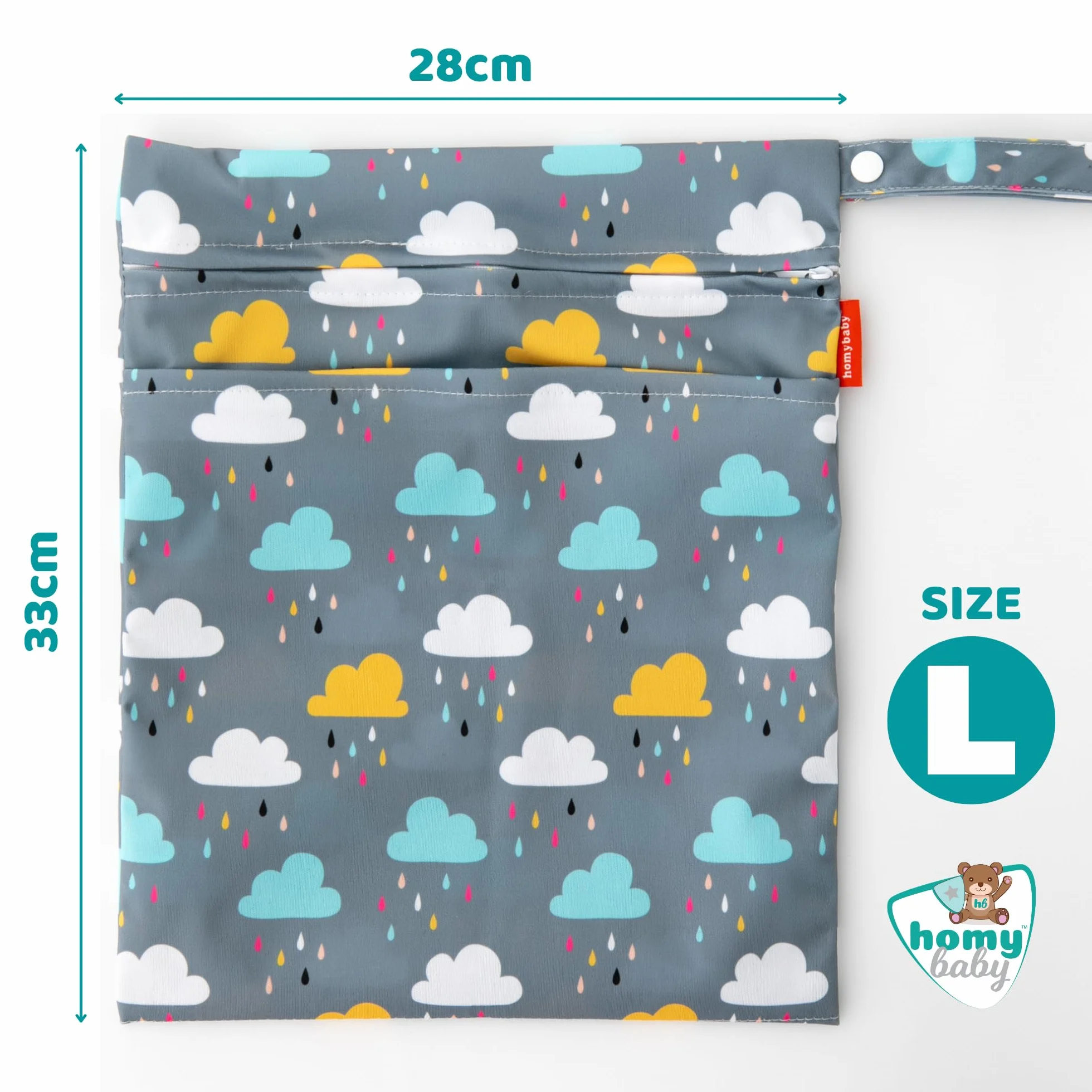 HOMYBABY Sacs Couches Lavables Imperméable 33x28cm pour Vêtements de Crèche École Plage Piscine Voyage