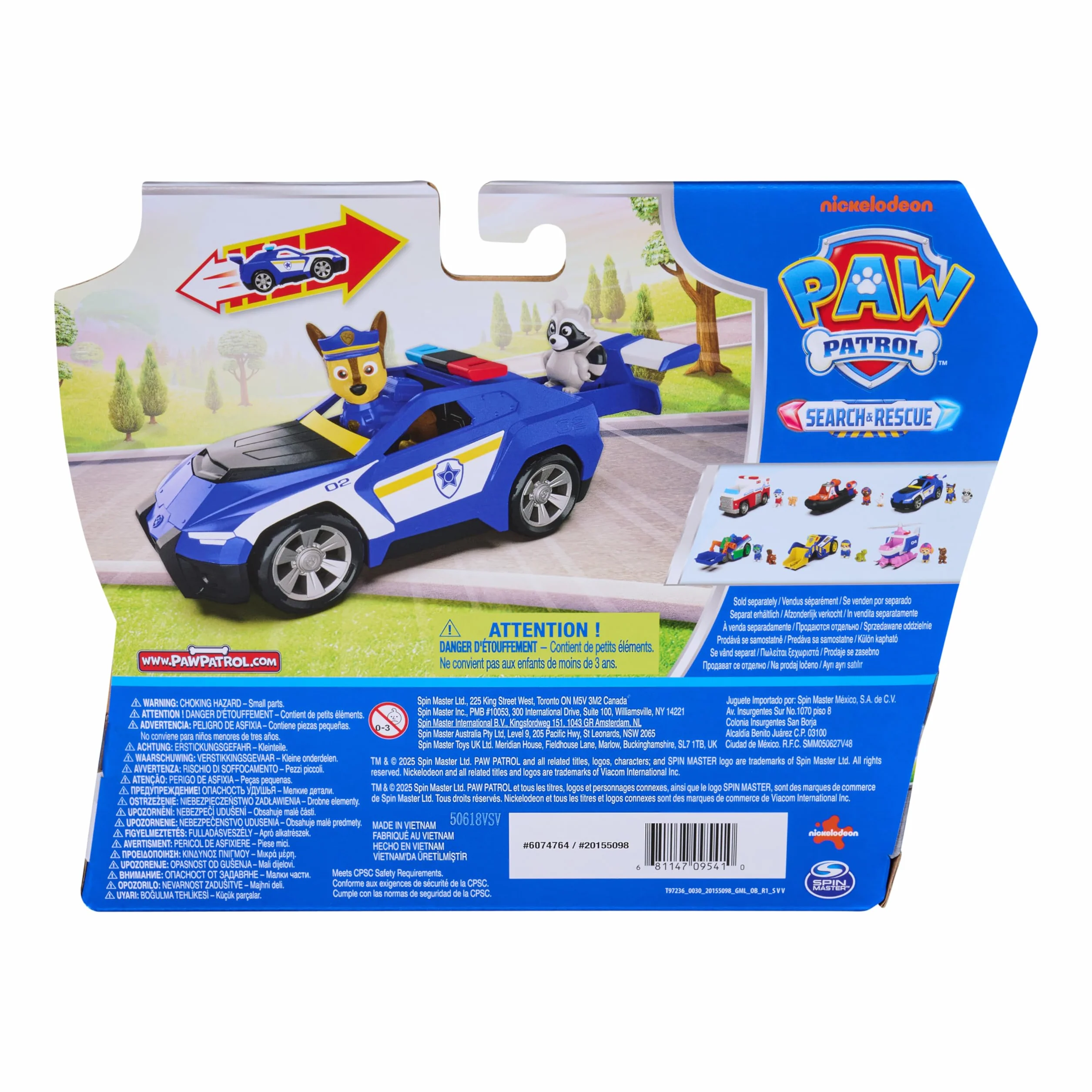 Paw Patrol Pat Patrouille Chase Search & Rescue Mission Détectives Voiture Figurine À Collectionner Jouet Enfant 3 Ans