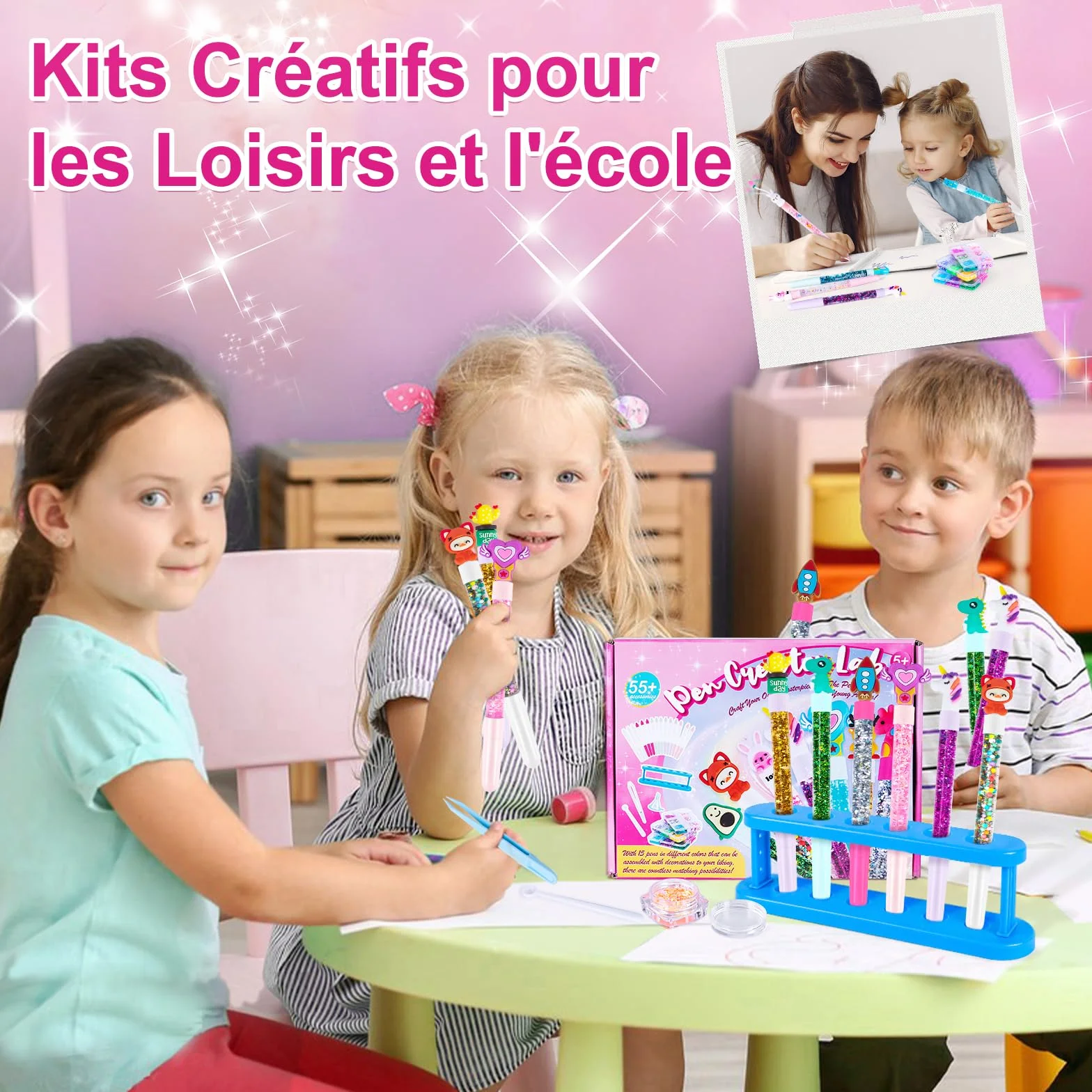 Kazzley Fabrique a Stylo, Kit de Creation Stylo avec 55+ Accessoires, Activité Manuelle Enfants