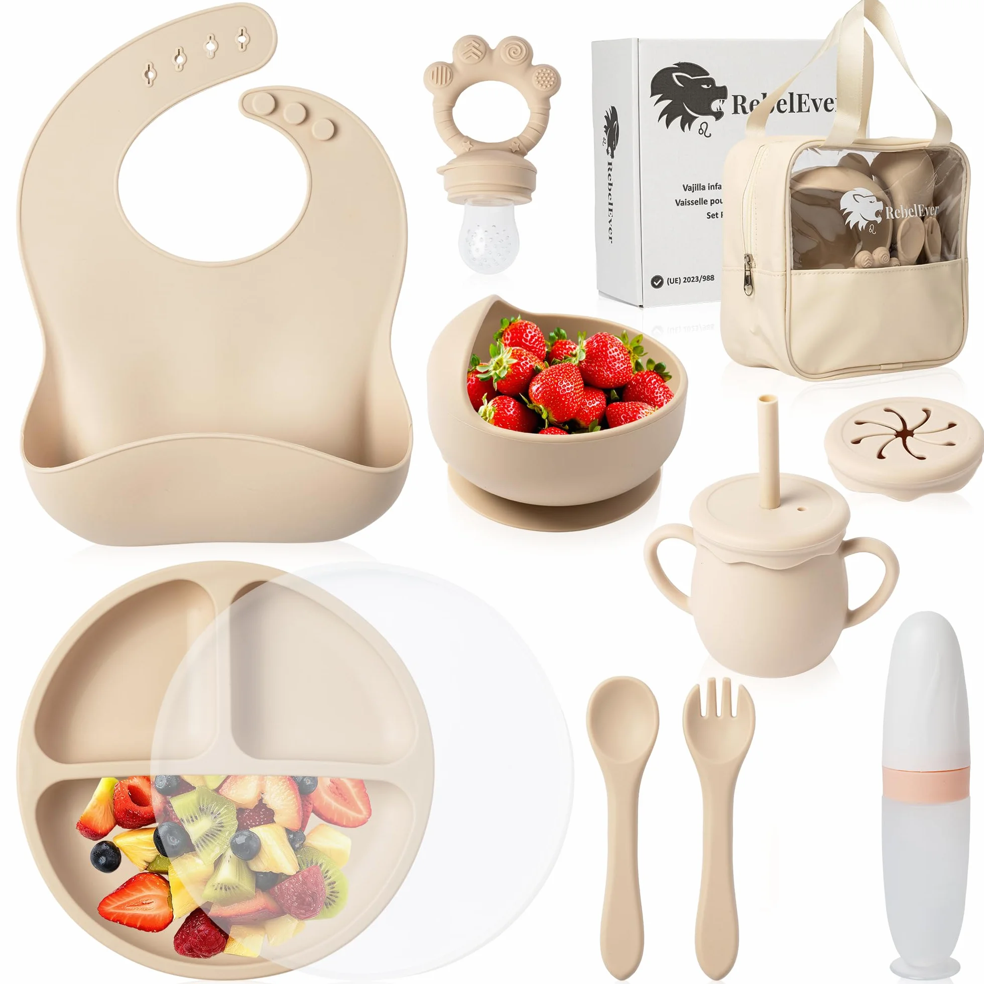 Assiette Ventouse pour Bébé - Coffret Repas Bebe 1er Age - Cadeau Bébé Garçon