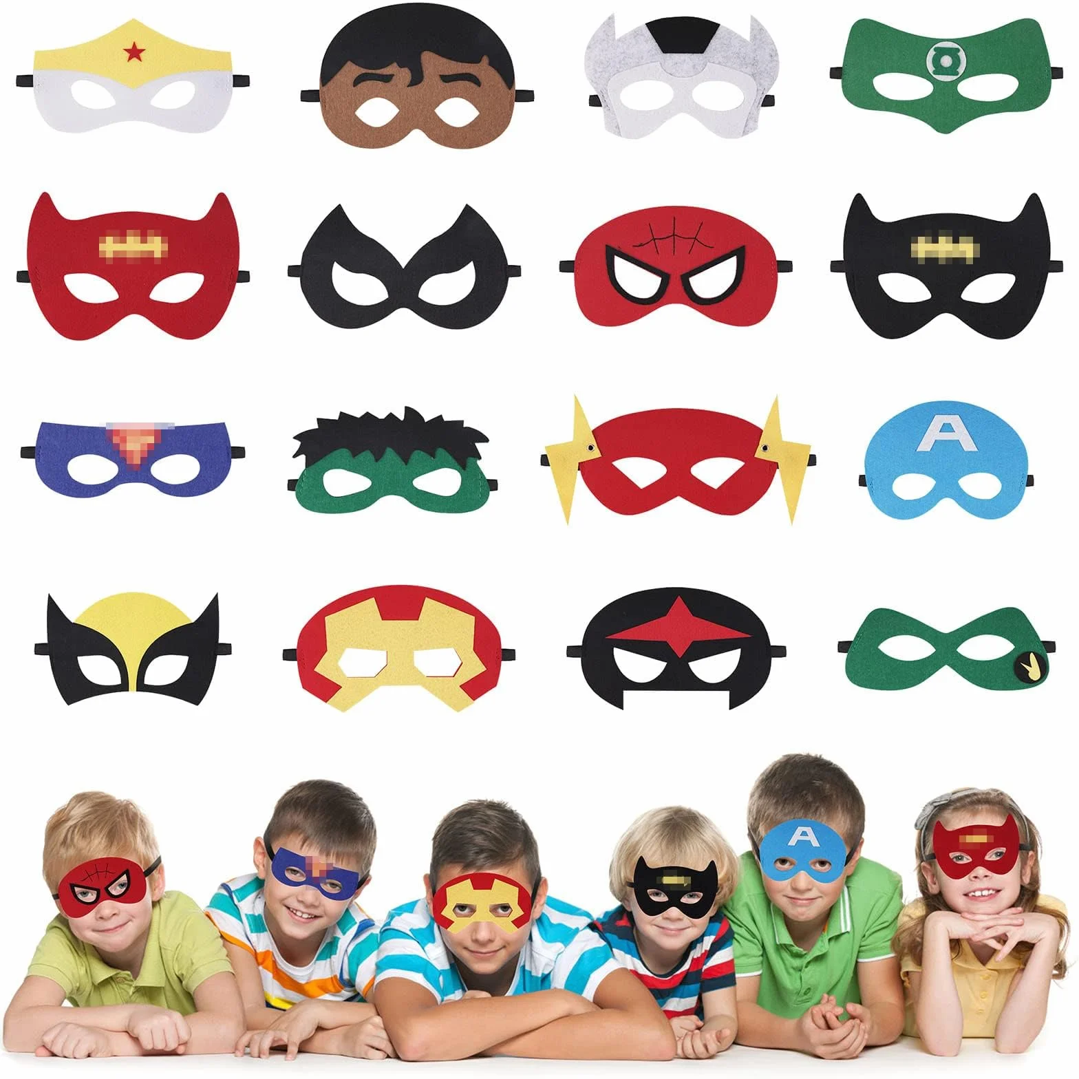 URAQT Masque de Super-Héros 16 Pièces pour Enfants Cosplay Halloween