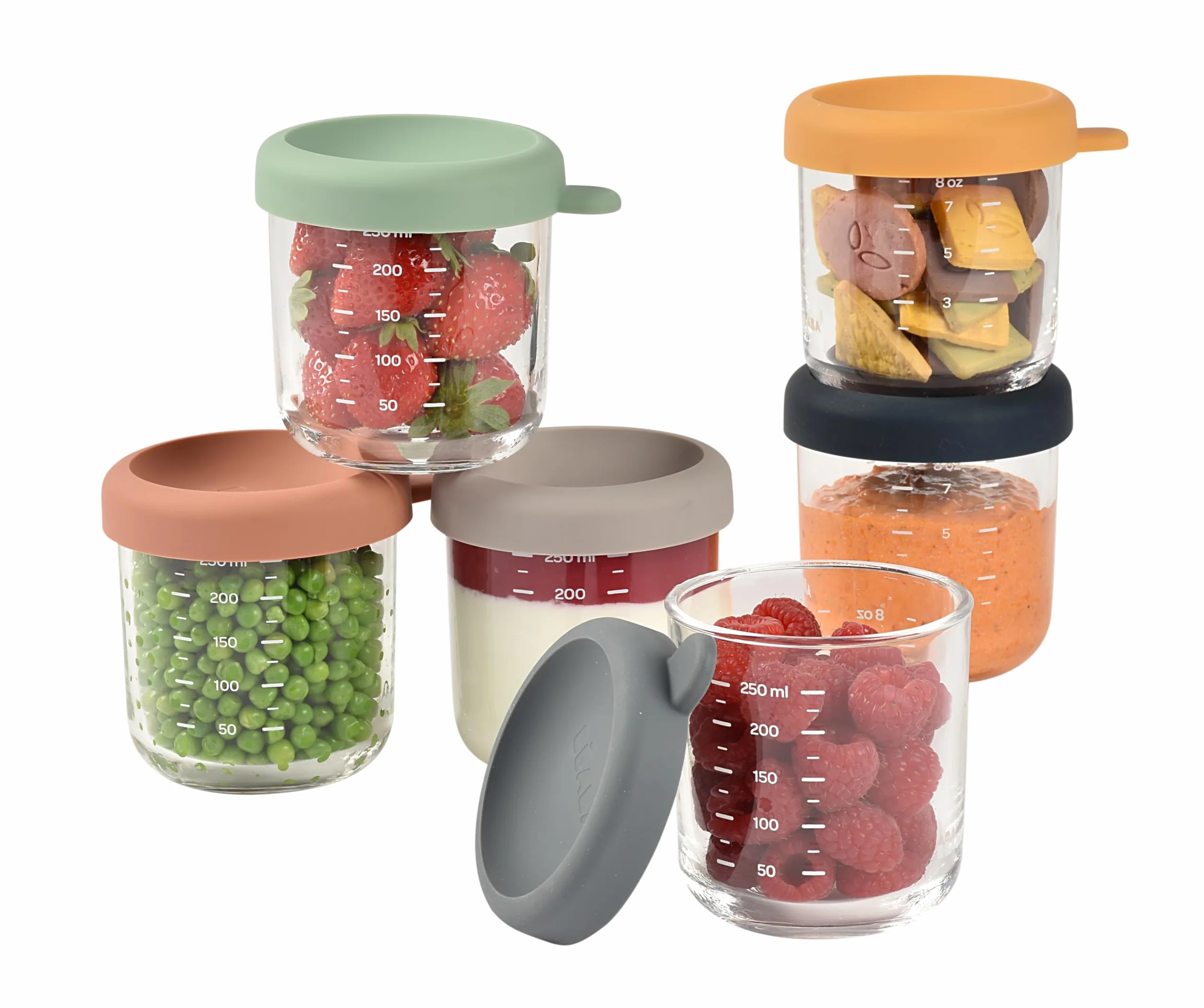 BÉABA Coffret 6 Portions Verre Conservation Repas Bébé 250 ml Sunrise