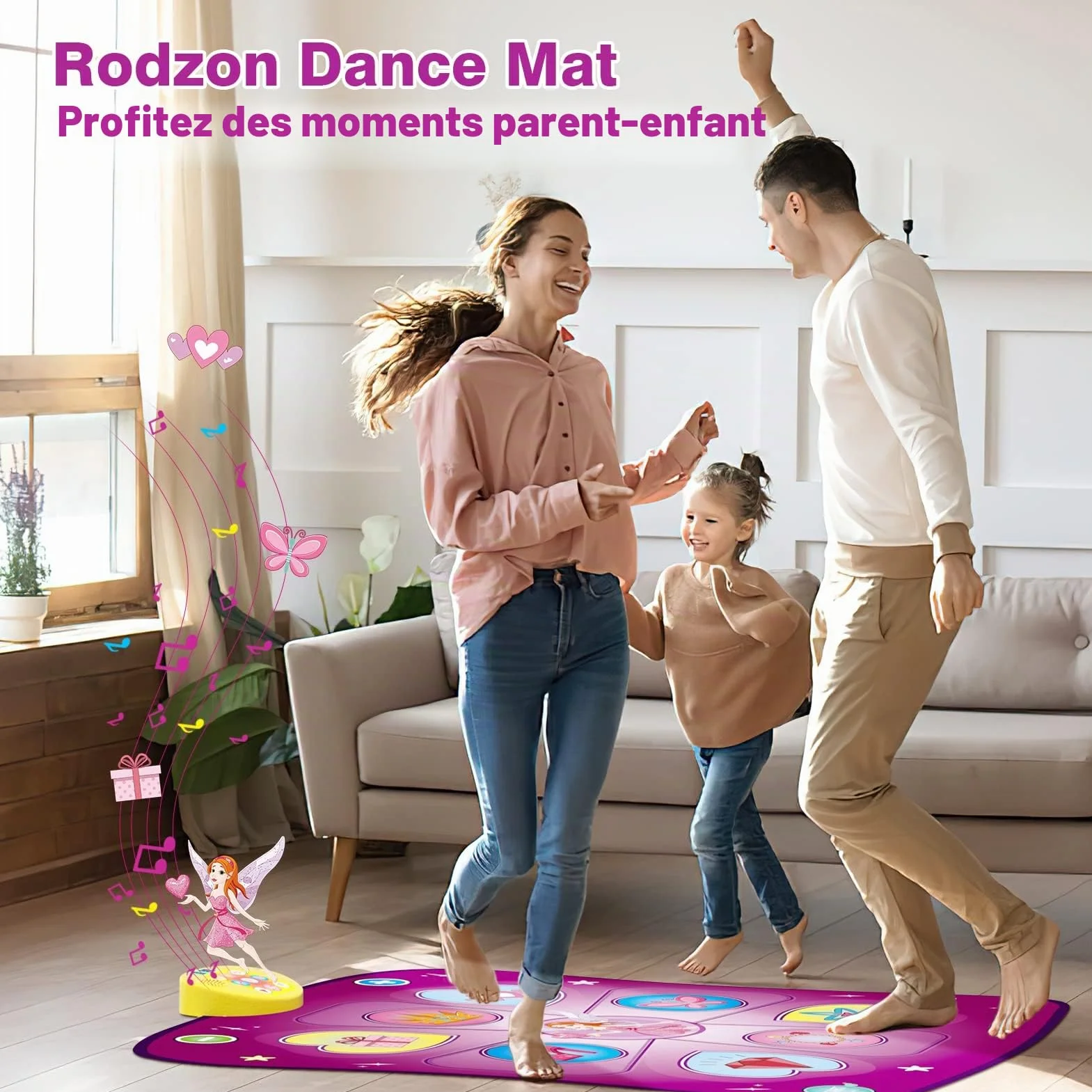Rodzon Tapis de Danse Musical Enfants 3-8 Ans avec Affichage LED et Musique Intégrée