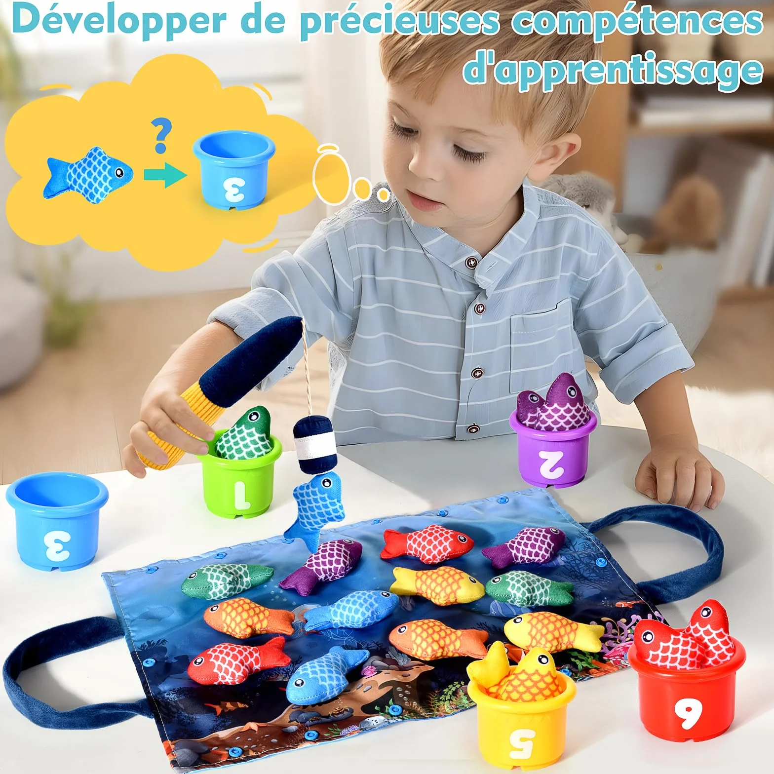 Jouet Bebe 1 an Montessori Peche a la Ligne Jeux Educatif Enfant 6-18 Mois Cadeau Fille Garcon 1-3 Ans