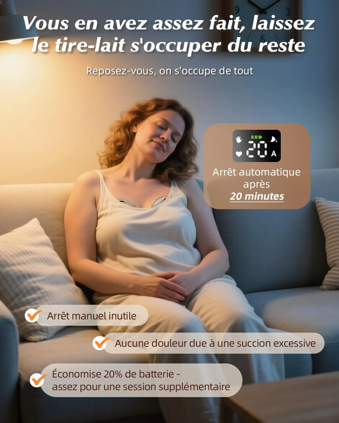KISSBOBO K5 Tire-lait Électrique Mains Libres, 4 Modes 19 Niveaux, 280mmHg, Crème/2PCS