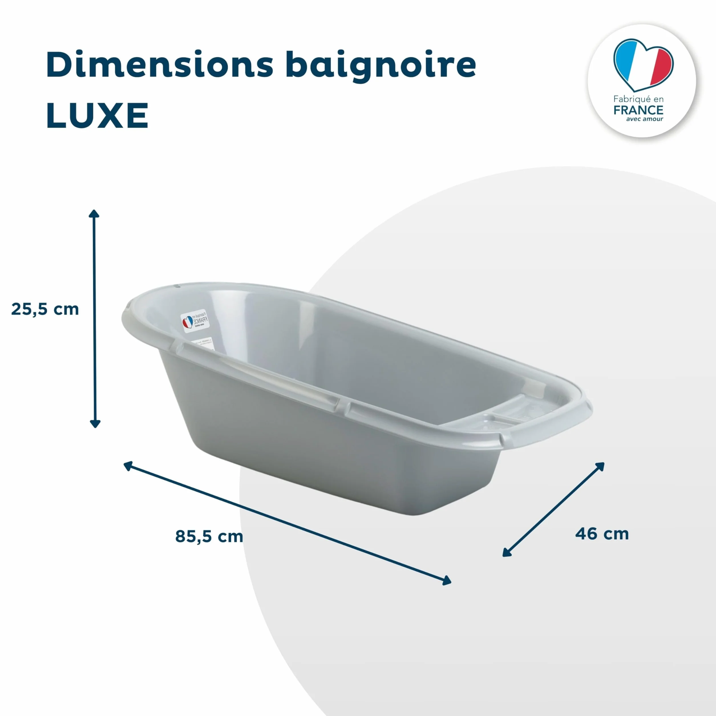 THERMOBABY Baignoire LUXE Bain de bébé Gris Charme Fabriqué en France