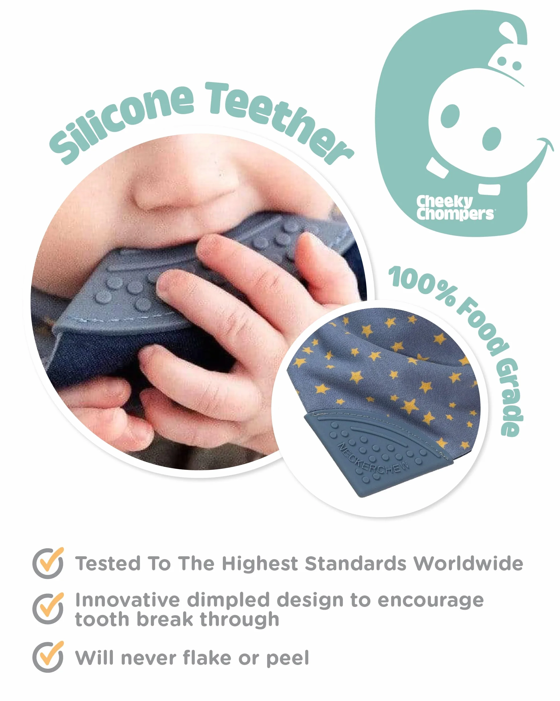 Cheeky Chompers Bavoirs de dentition pour bébés - Bavoir bandana avec anneau en silicone - Hygiénique et absorbant (fleur botanique)