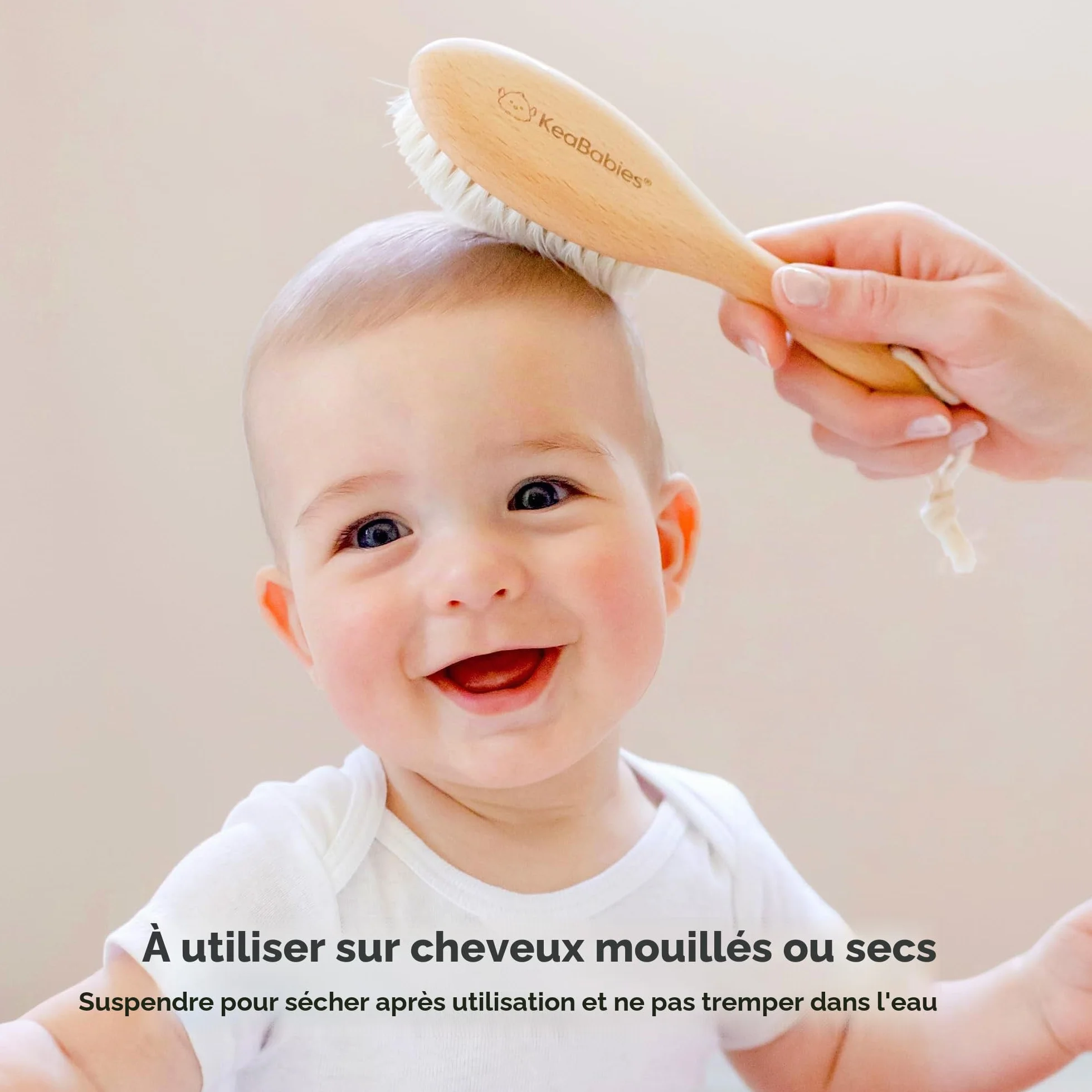 Brosse à Cheveux Bébé Nouveau-né en Bois Naturel Poils de Chèvre Doux