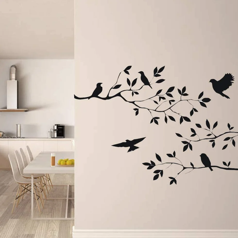Autocollants Muraux Vinyle Branches Arbre Décoration Chambre Enfant Noir 55,9 x 35,6 cm