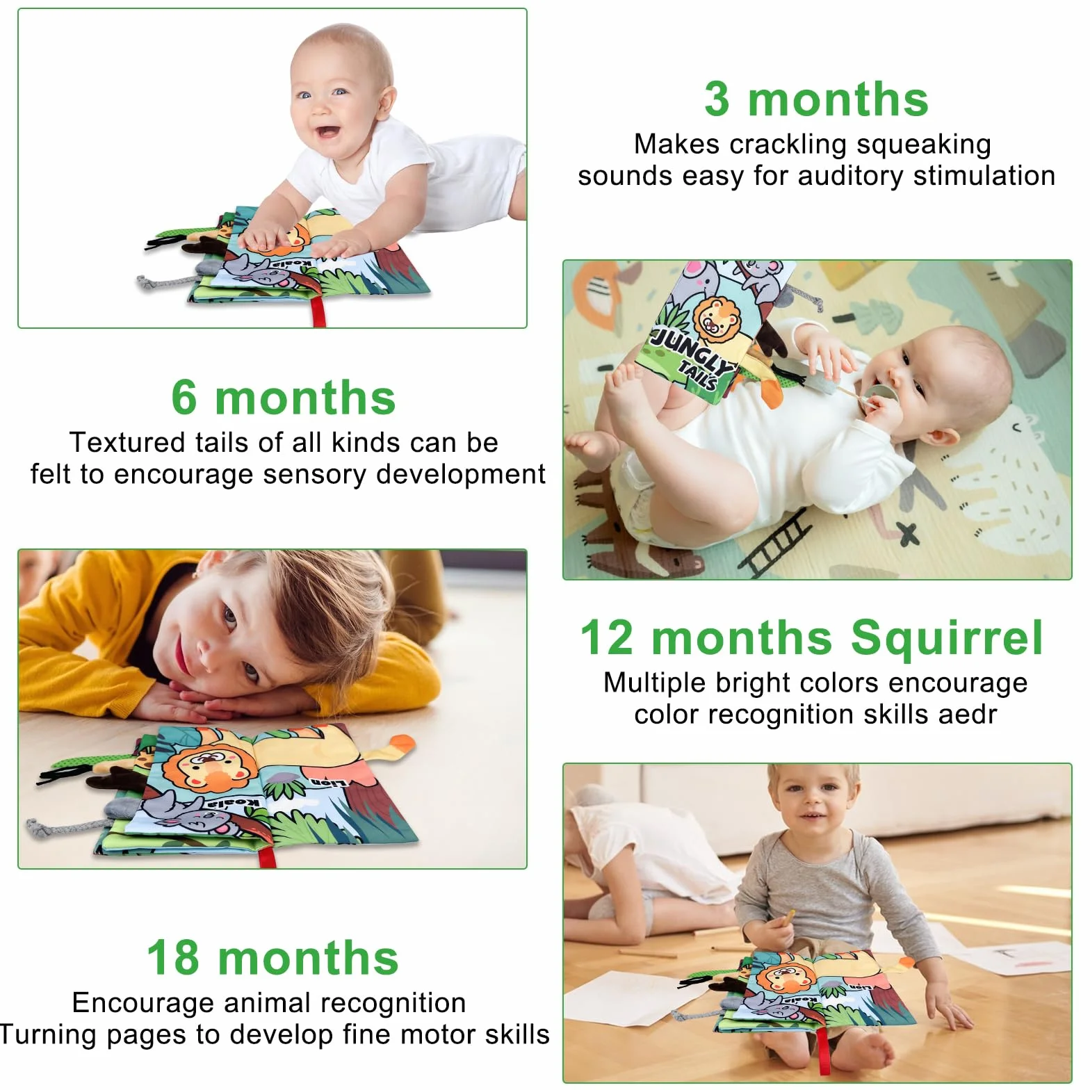 Livre Sensoriel Bébé 0-3 Mois, Jouet Éveil en Tissu Montessori, Cadeau Bébé Garçon Fille