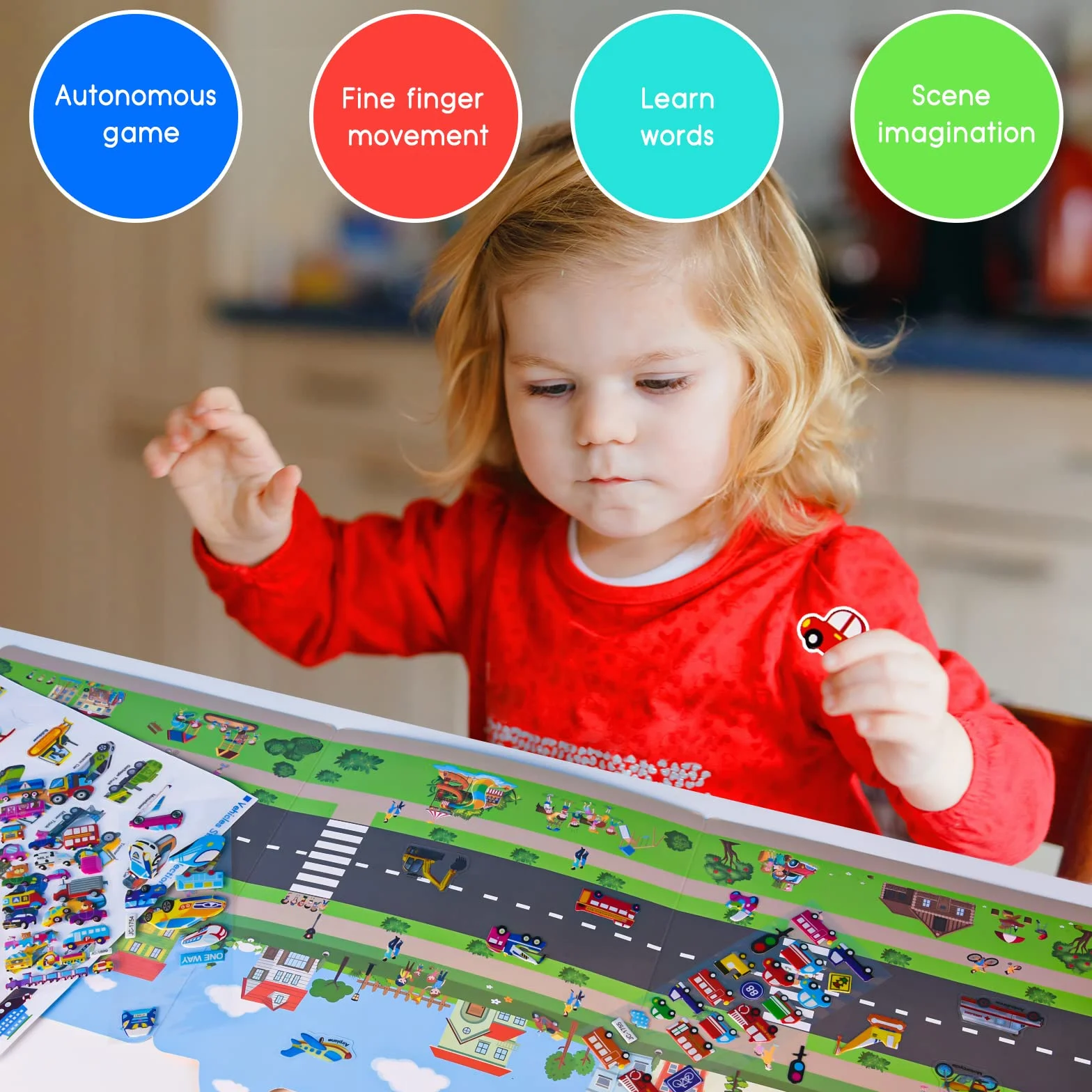 NEBURORA Livre d'autocollants gonflés réutilisables pour enfants, 88 autocollants animaux, jouets éducatifs de voyage