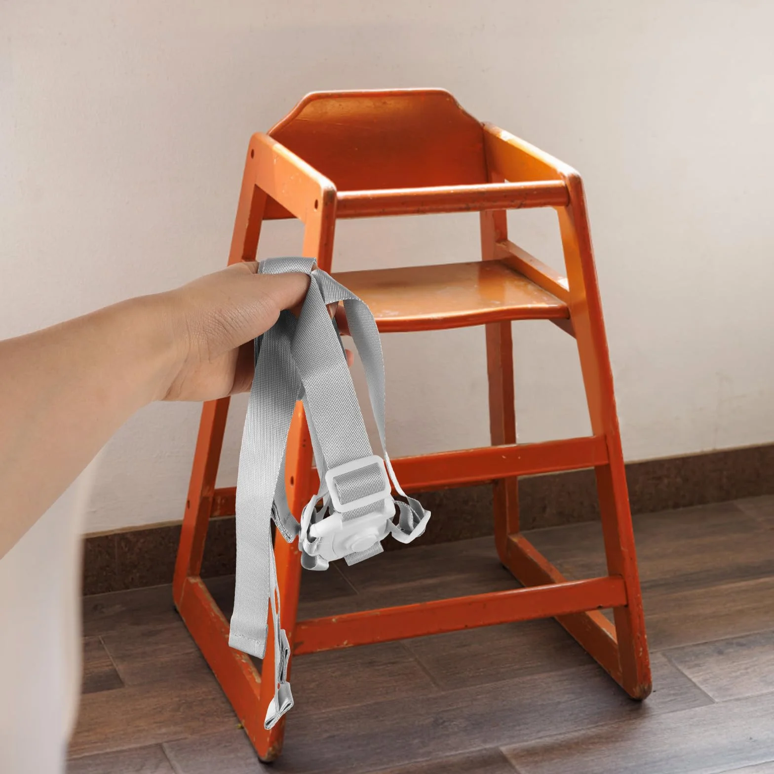 Harnais de Sécurité 5 Points Blanc pour Chaise Haute et Poussette, Sangles Réglables, Accessoire Bébé