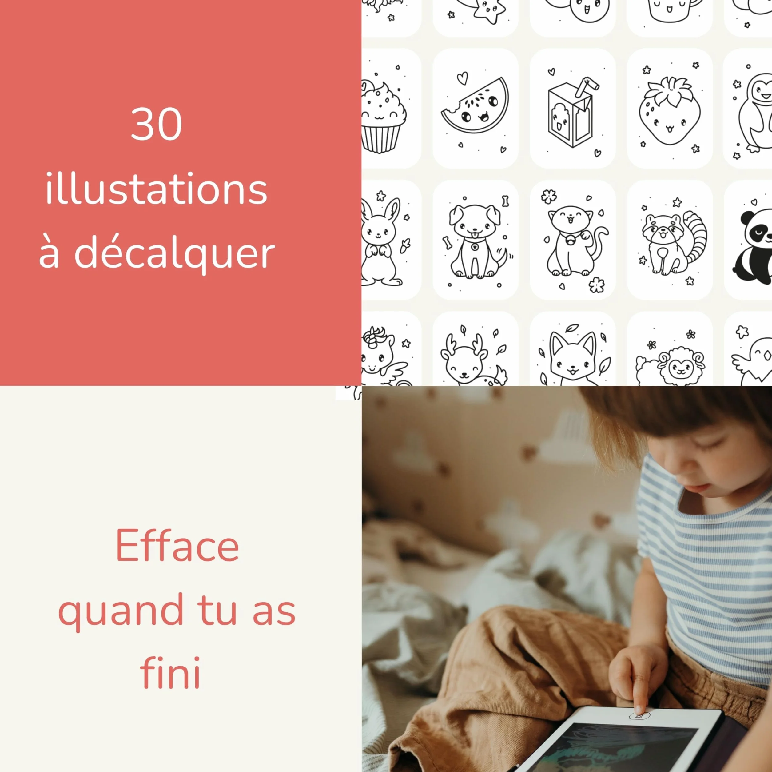 KIDYWOLF KIDYDRAW Mini Tablette à Dessiner Enfant LCD 8,2" Ardoise Magique 30 Calques Jeu Éducatif Créatif