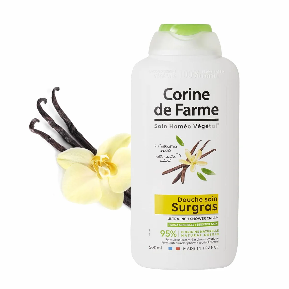 Corine de Farme Douche Soin Surgras Vanille 500 ml pH Neutre Nourrit Hydrate