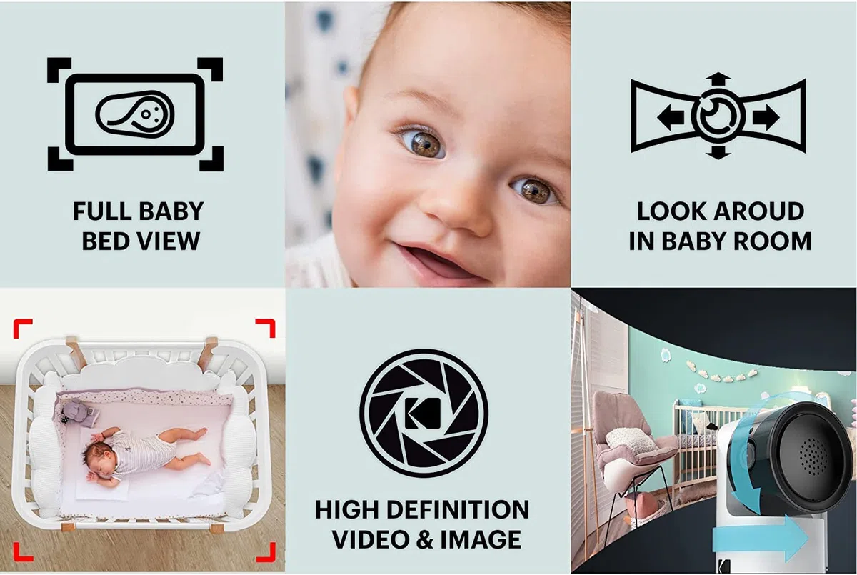 Kodak Cherish C525P Moniteur vidéo Intelligent pour bébé, vidéo de qualité pour des vérifications Rapides et en Toute Confiance, Longue durée de Vie de la Batterie Pendant la Nuit et Les Siestes