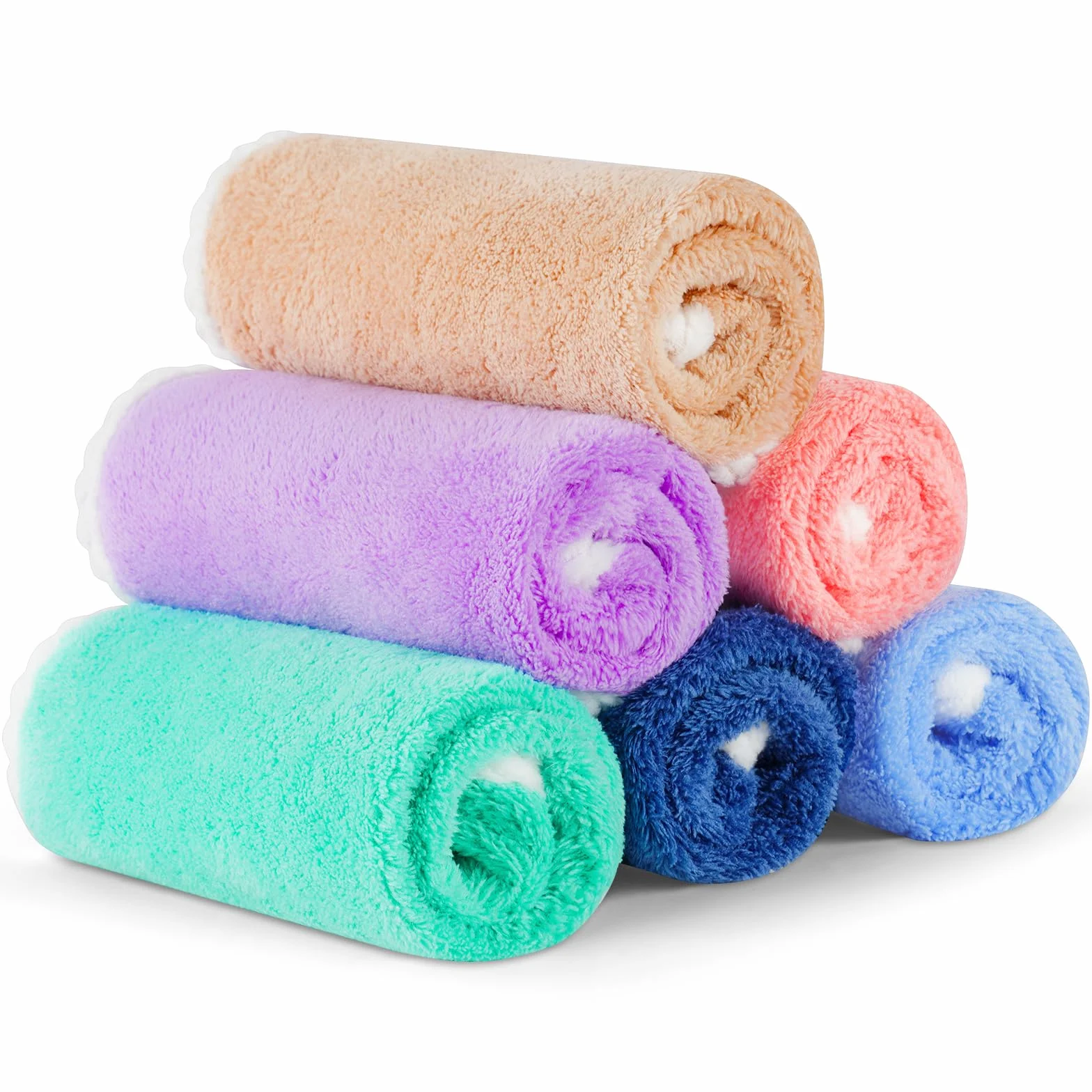 Aolso Serviette de Visage Bebe 6 Pièces Gants de Toilette en Flanelle Coton Bio Lavables Réutilisables