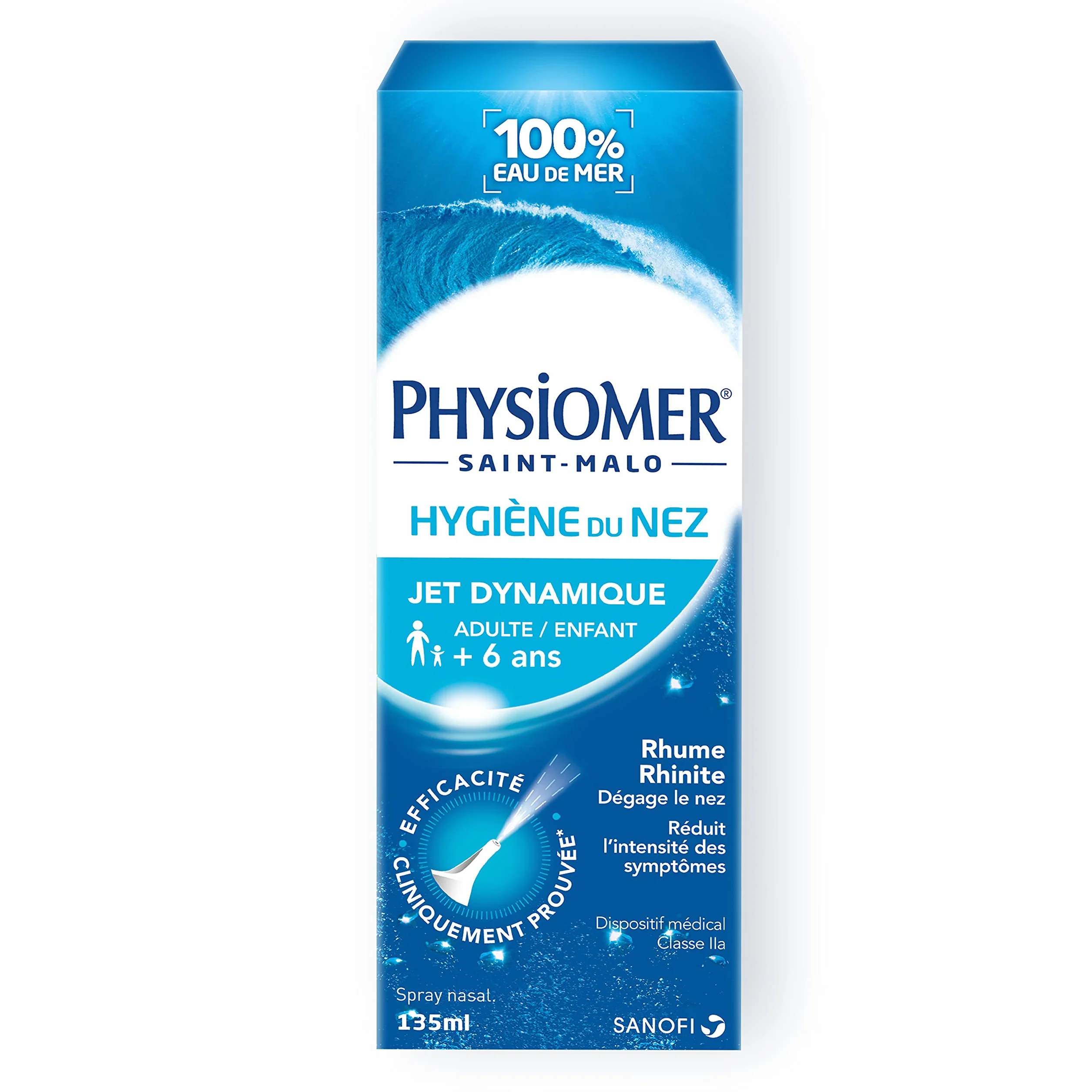 Physiomer Jet Dynamique Spray Nasal 135ml - Dispositif Médical Hygiène du Nez 100% Eau de Mer