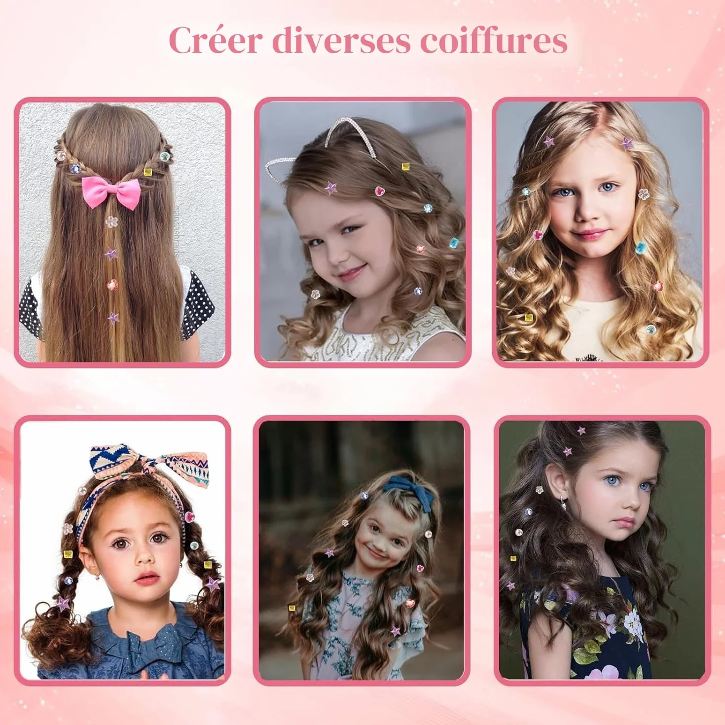 Kit Gemmes Cheveux Jeux Fille 4-10 Ans Travaux Créatifs Cadeau Anniversaire