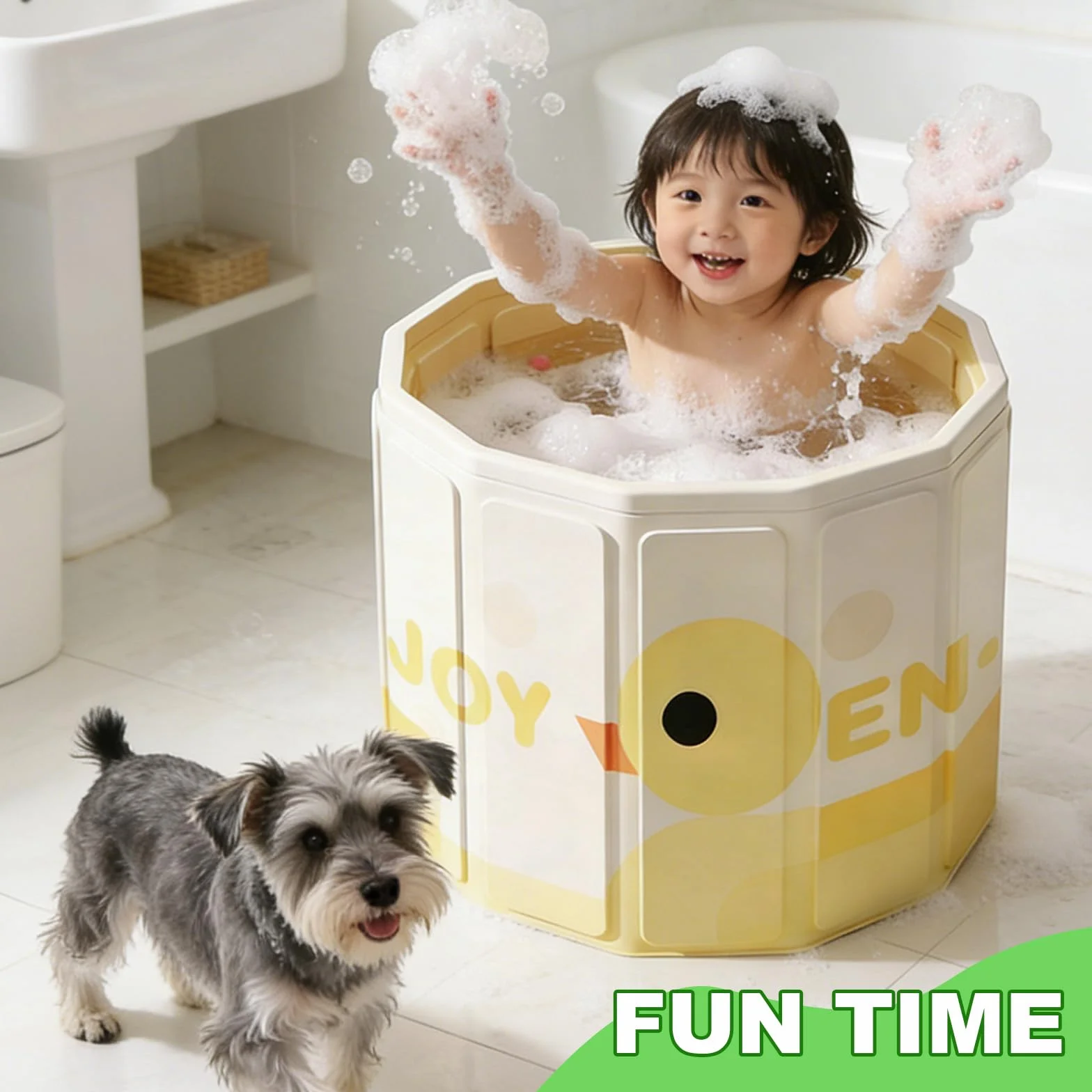 Baignoire Pliable Bébé 0-5 Ans avec Bouchon de Vidange Vert