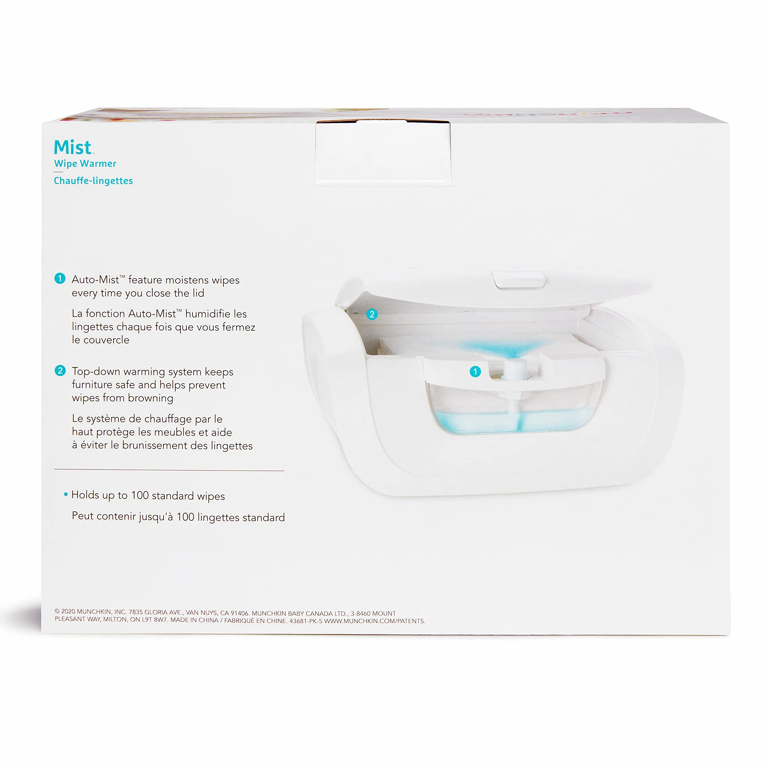 Munchkin Chauffe-lingettes brumisateur blanc