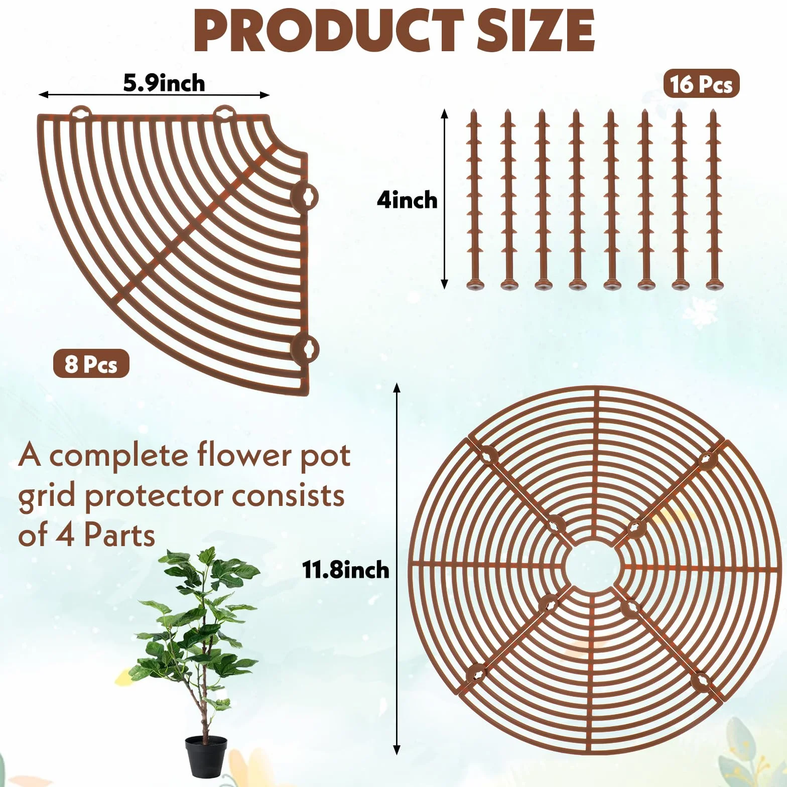 Lot de 2 grilles de protection pour pots de fleurs 21,2 cm rondes