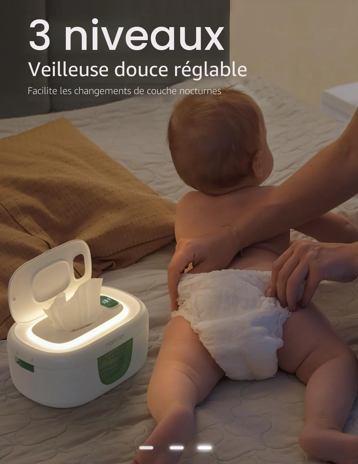 Momcozy Baby Wipe Warmer, Large Capacity Dispenser, Fast Even Heating, 4 Temperature Modes, Night Light