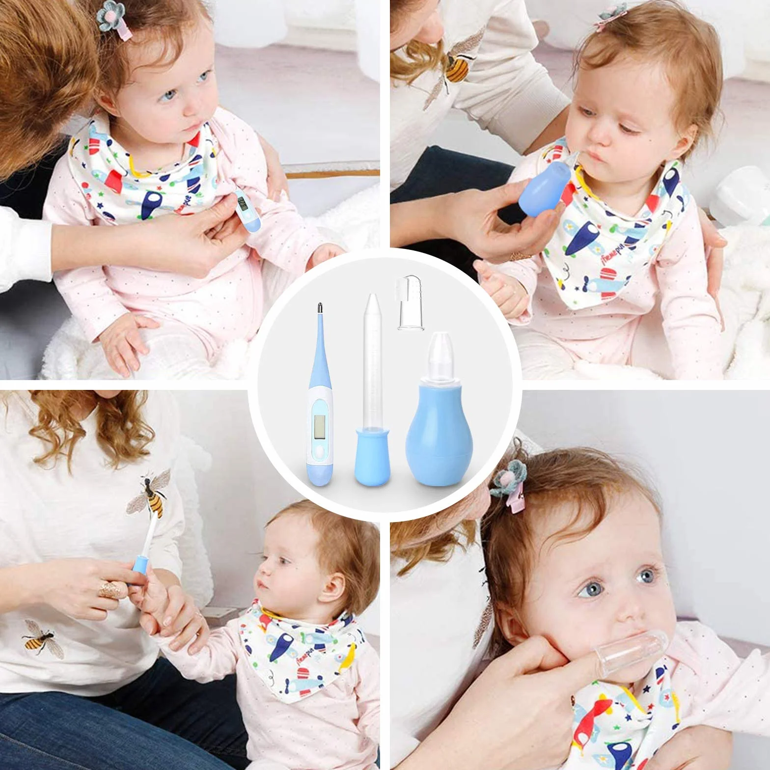 HyAdierTech Trousse de Soin Bébé 13 Pièces Set Kit Naissance Bleu
