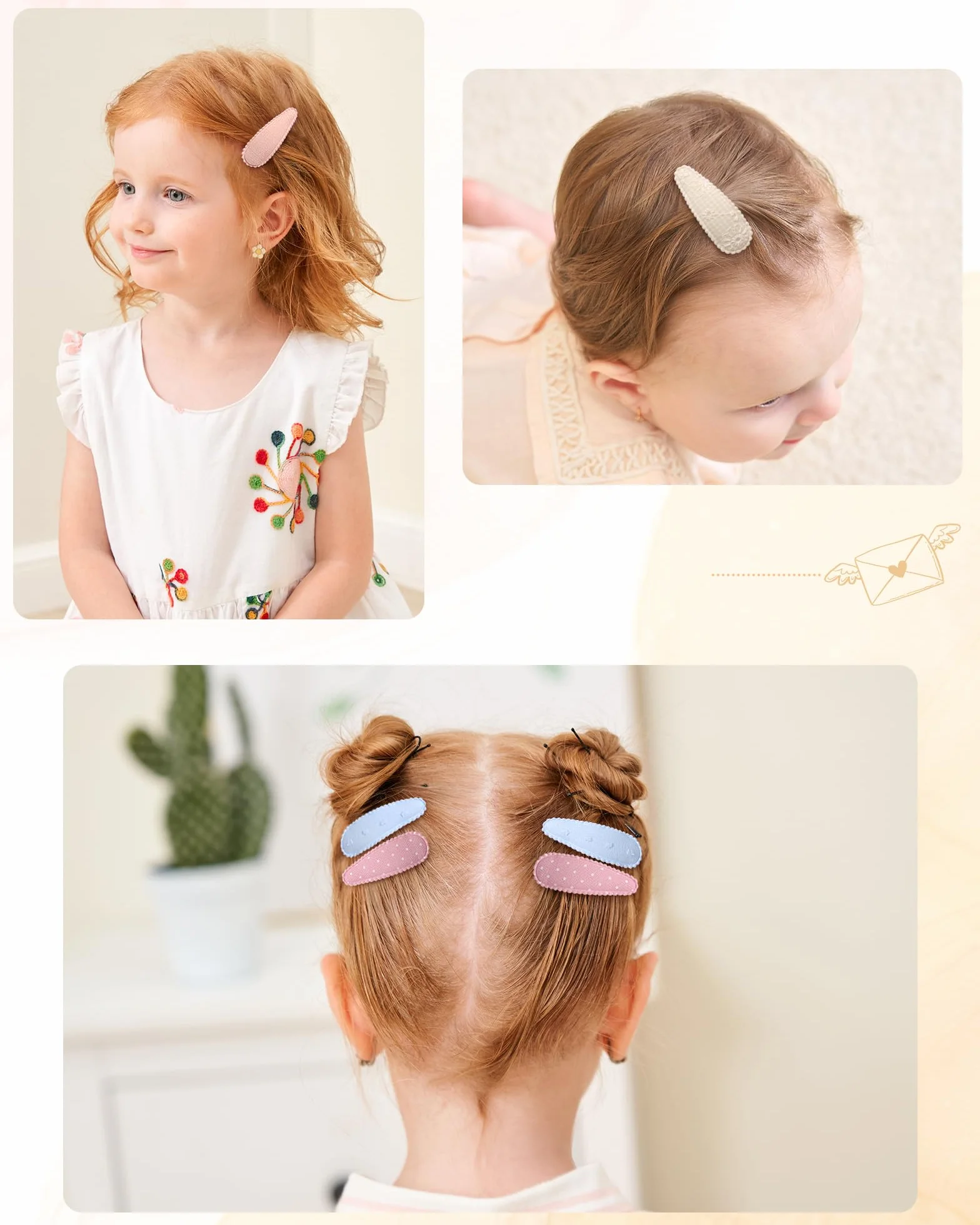 Pinces à cheveux 5,6 cm motif floral antidérapantes lot de 20