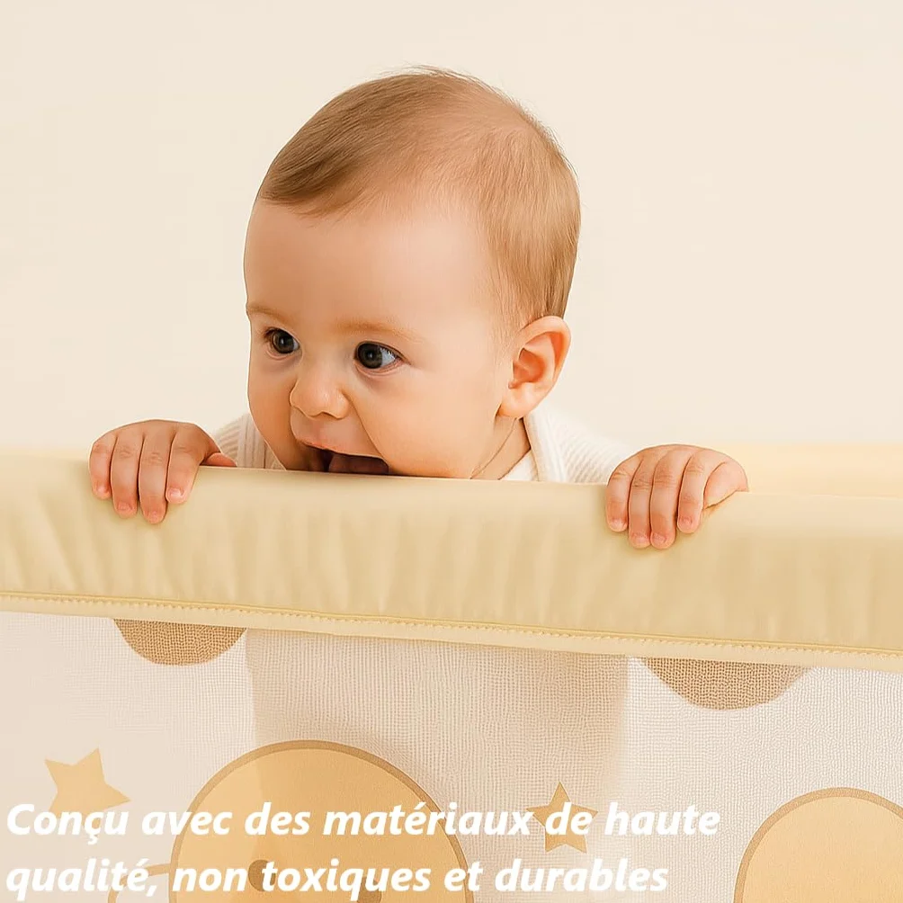 Parc bébé Pliable avec Tapis 130 x 130 cm, Tissu Oxford, Filet Respirant et Ventouses